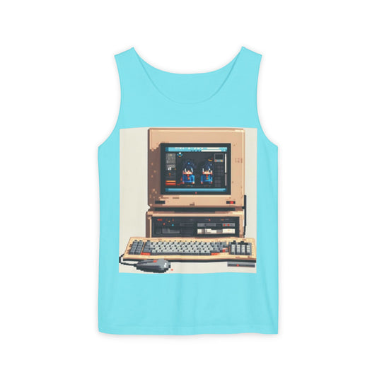 Classic business machine inspired Tank Top | Pixel-Color Art | Unisex Retro Graphic Tee for Tech Lovers, Summer Fashion, Gift for Nerds, Festival Wear, 80s Style