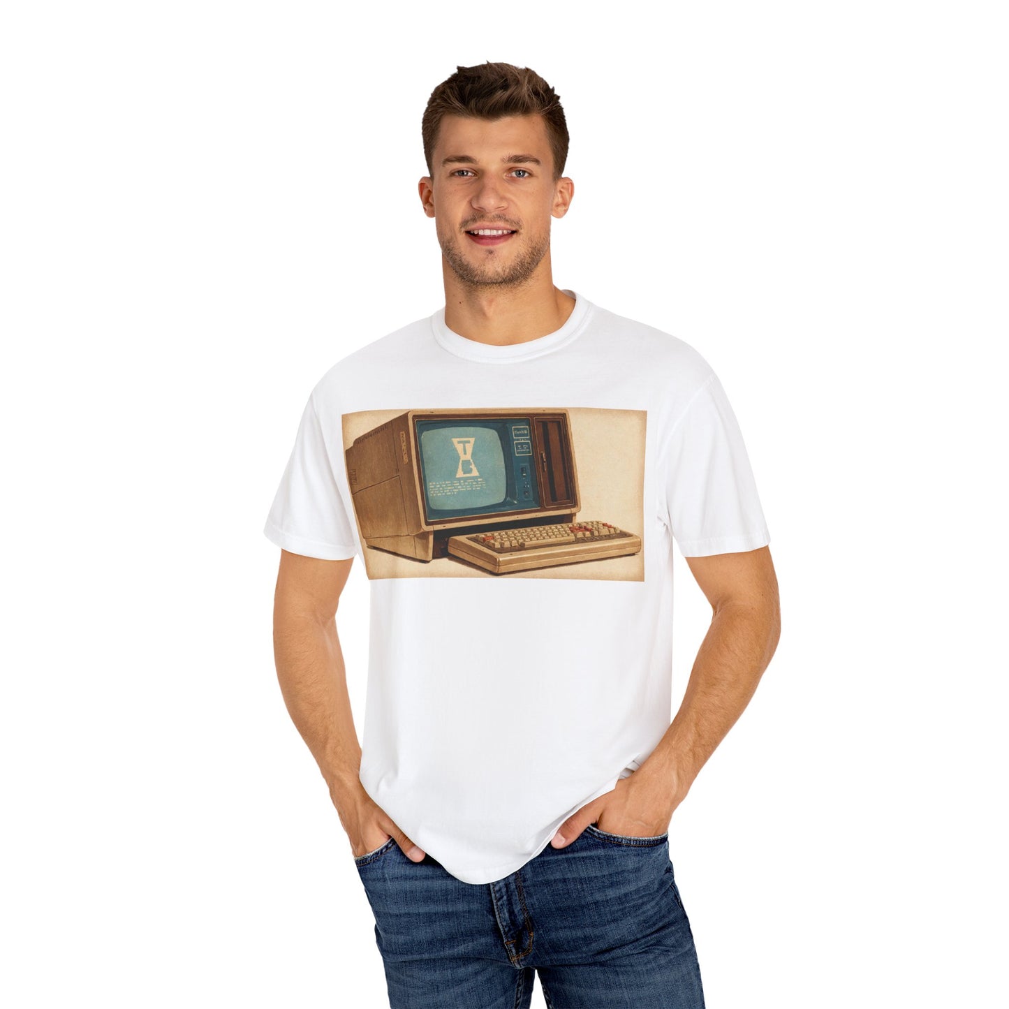 Classic Business Machine With Floppy Disk Bay T-Shirt - Mixed Art Sepia