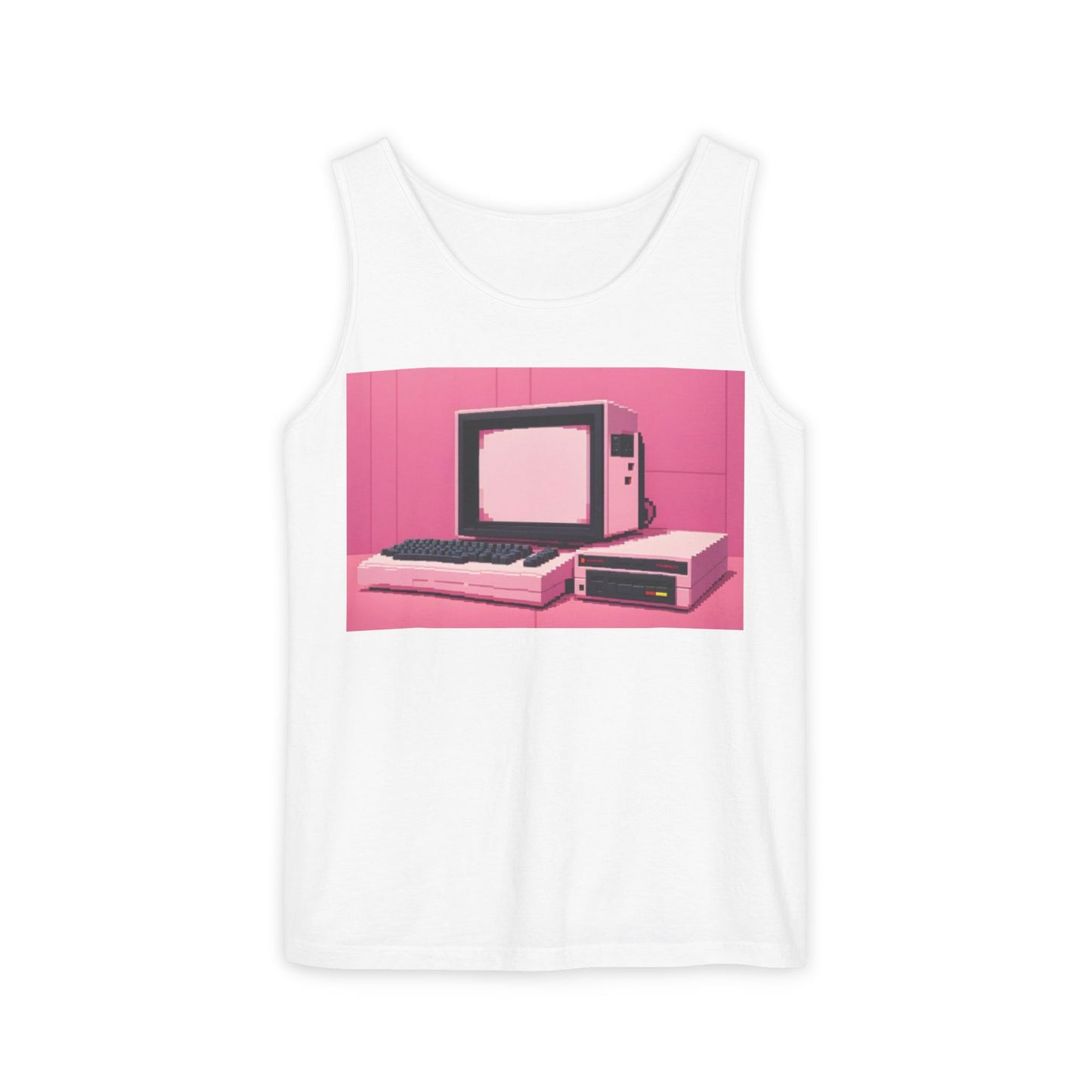 Classic 8 bit home computer inspired Tank Top | Pixel Art Color | Unisex Retro Graphic Tee for Tech Lovers, Summer Fashion, Gift for Nerds, Festival Wear, 80s Style