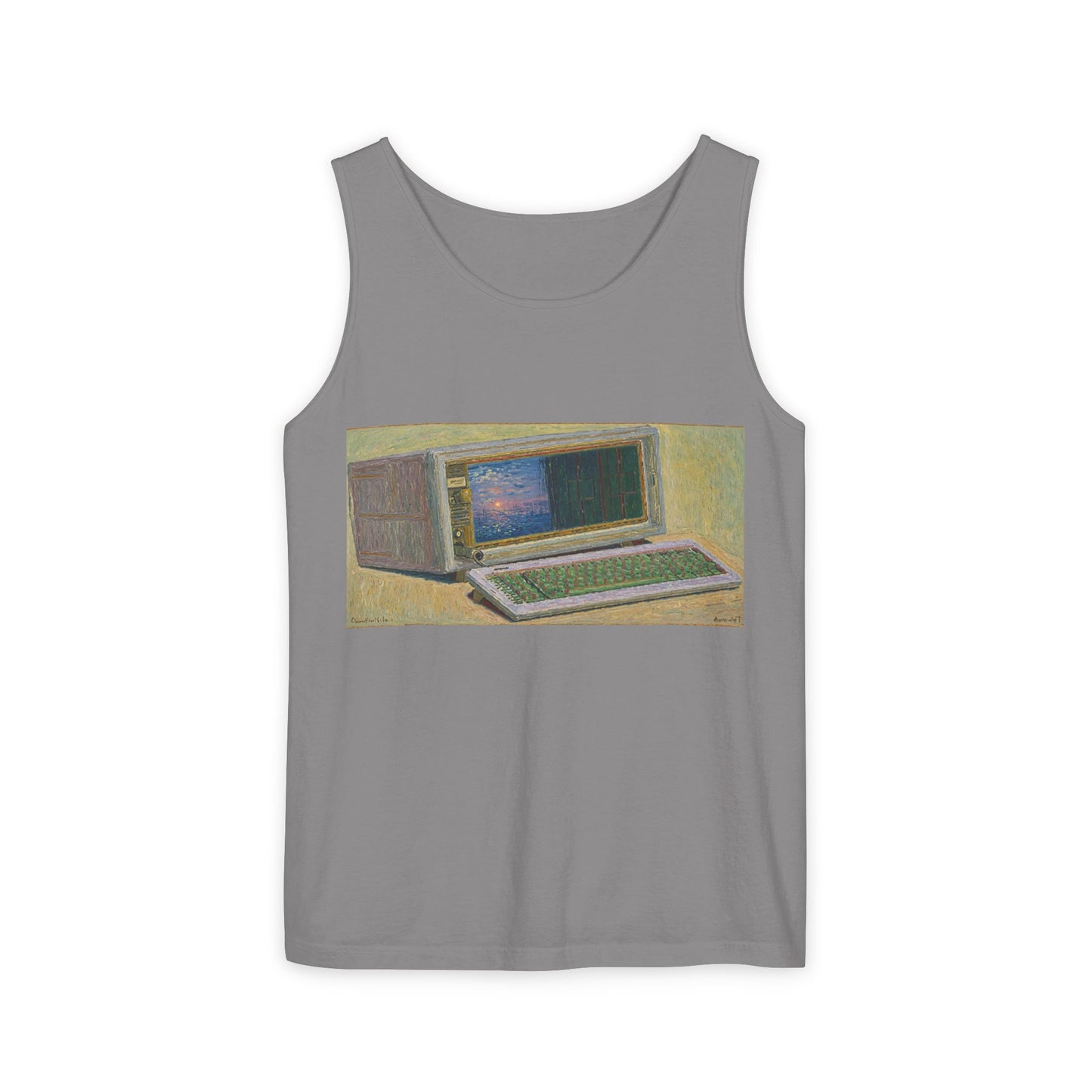 Classic Luggable PC Inspired Tank Top | Unisex Retro Graphic Tee for Tech Lovers, Summer Fashion, Gift for Nerds, Festival Wear, 80s Style
