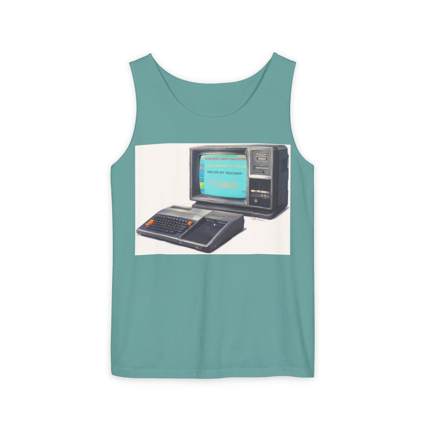 TI-99/4A Home Computer Inspired Tank Top | Mosaic Art Color | Unisex Retro Graphic Tee for Tech Lovers, Summer Fashion, Gift for Nerds, Festival Wear, 80s Style