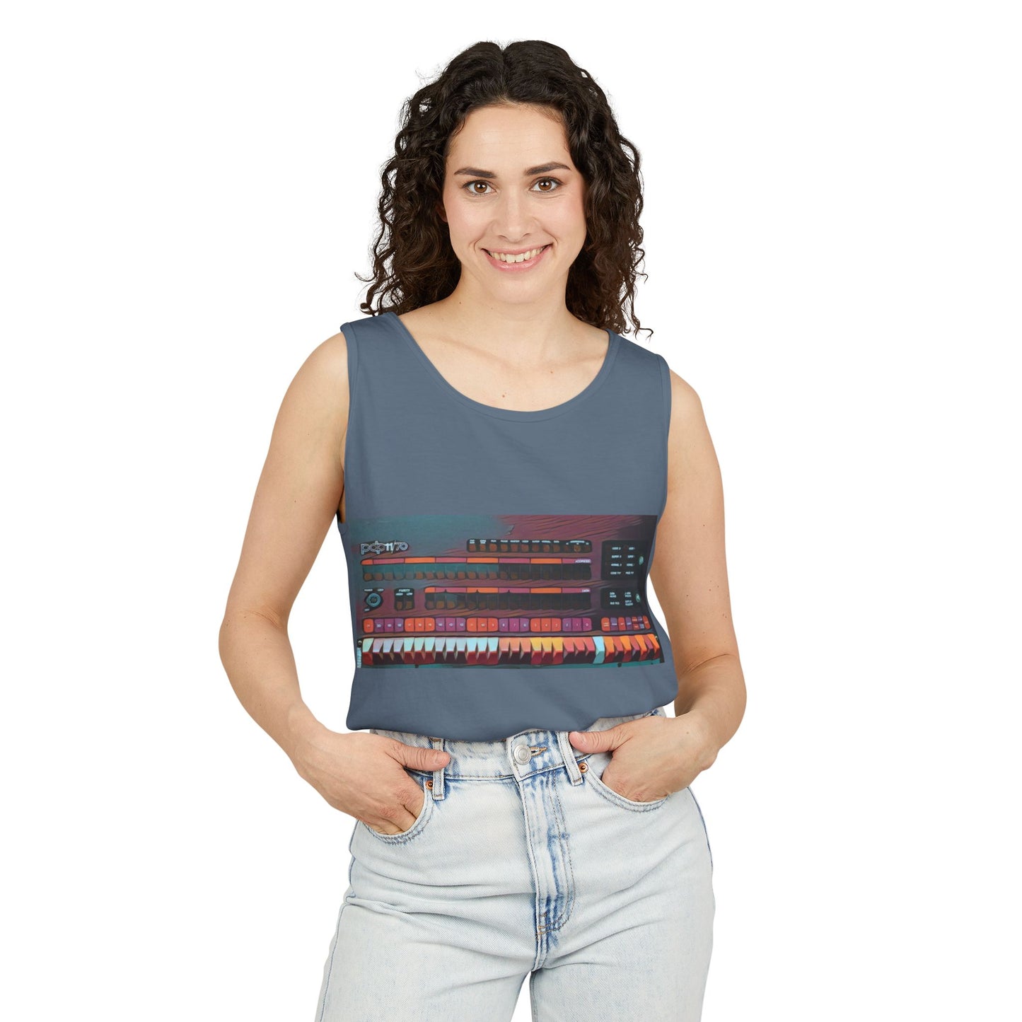 Mini Computer Inspired Tank Top | Unisex Retro Graphic Tee for Tech Lovers, Summer Fashion, Gift for Nerds, Festival Wear, 80s Style