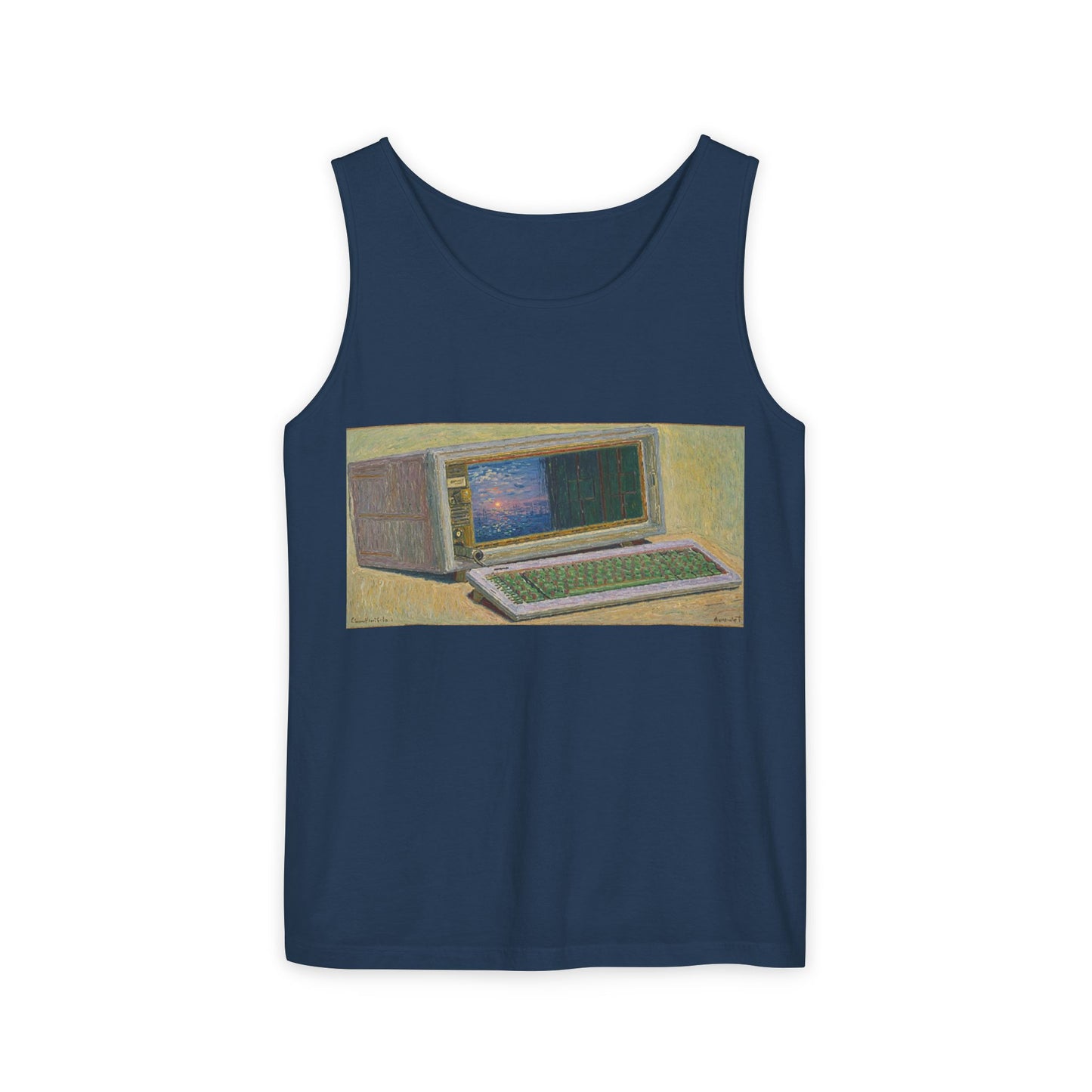 Classic Luggable PC Inspired Tank Top | Unisex Retro Graphic Tee for Tech Lovers, Summer Fashion, Gift for Nerds, Festival Wear, 80s Style