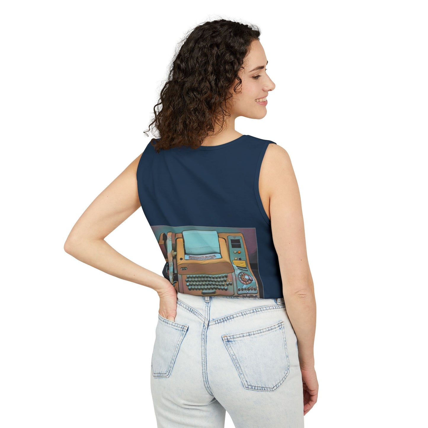Mini Computer Inspired Tank Top | Unisex Retro Graphic Tee for Tech Lovers, Summer Fashion, Gift for Nerds, Festival Wear, 80s Style