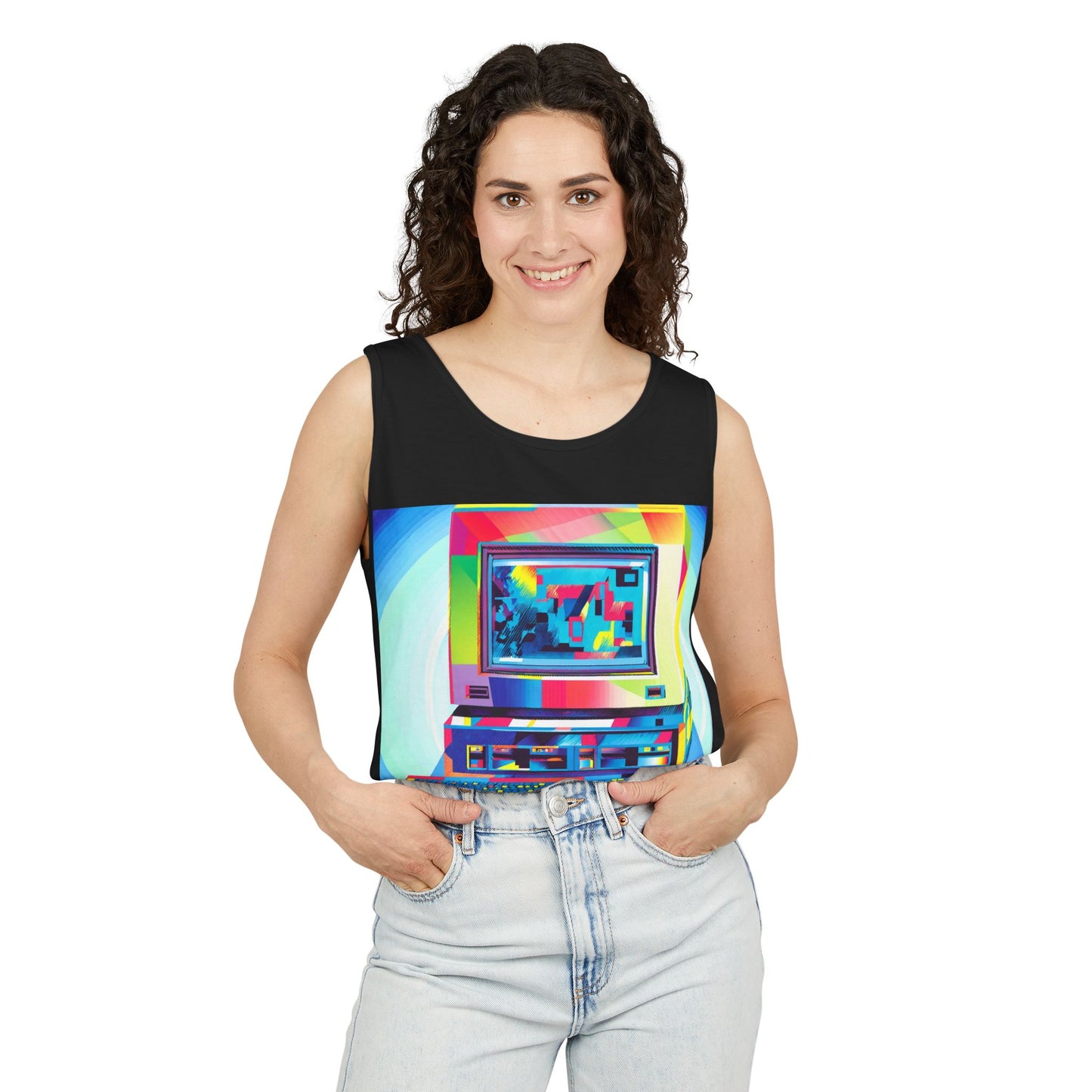 Classic business machine inspired Tank Top | Multi-Color Art | Unisex Retro Graphic Tee for Tech Lovers, Summer Fashion, Gift for Nerds, Festival Wear, 80s Style