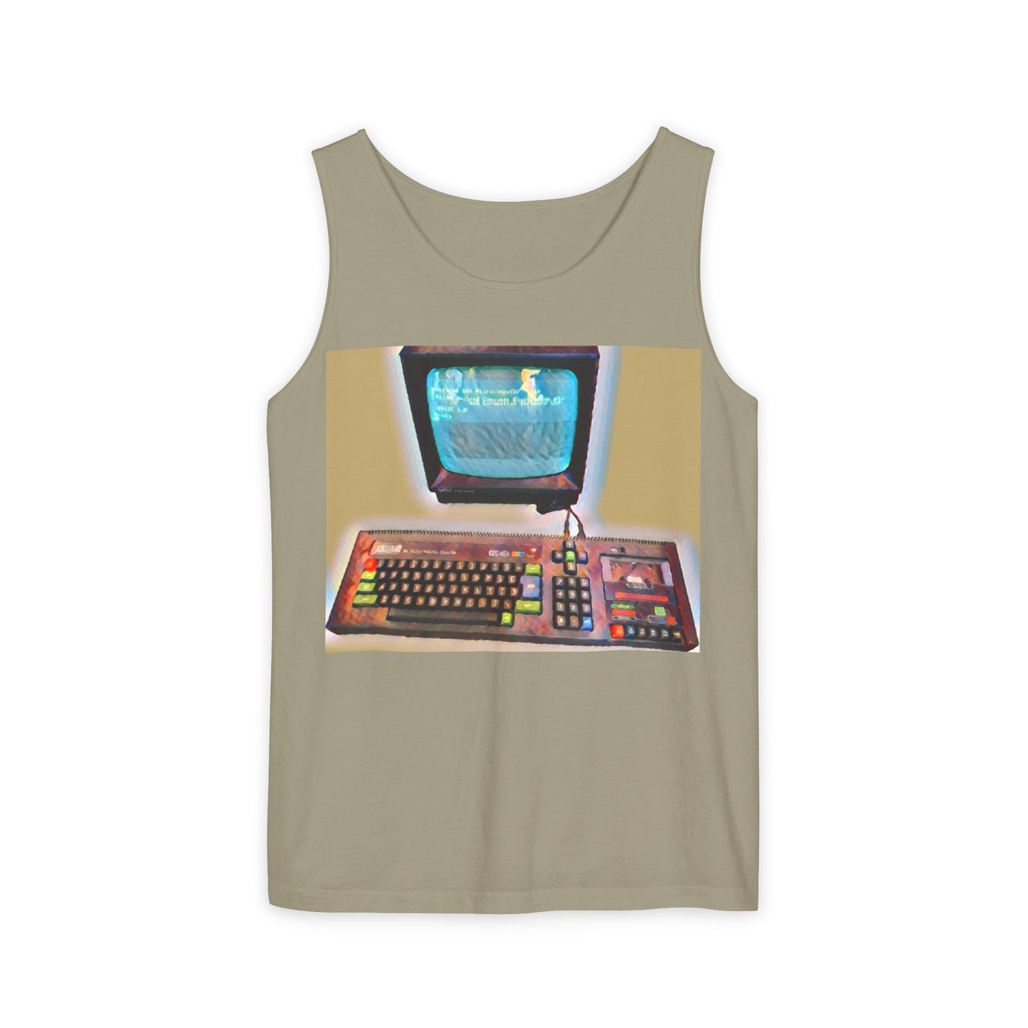 Classic 8 bit home computer inspired Tank Top | Color Print Art | Unisex Retro Graphic Tee for Tech Lovers, Summer Fashion, Gift for Nerds, Festival Wear, 80s Style