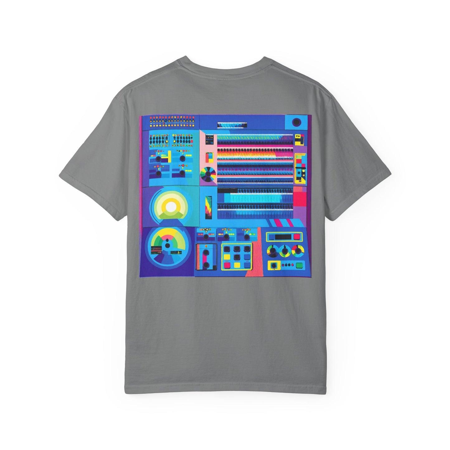 Classic Mainframe Computer T-Shirt with control panel on back - Modern Art Color