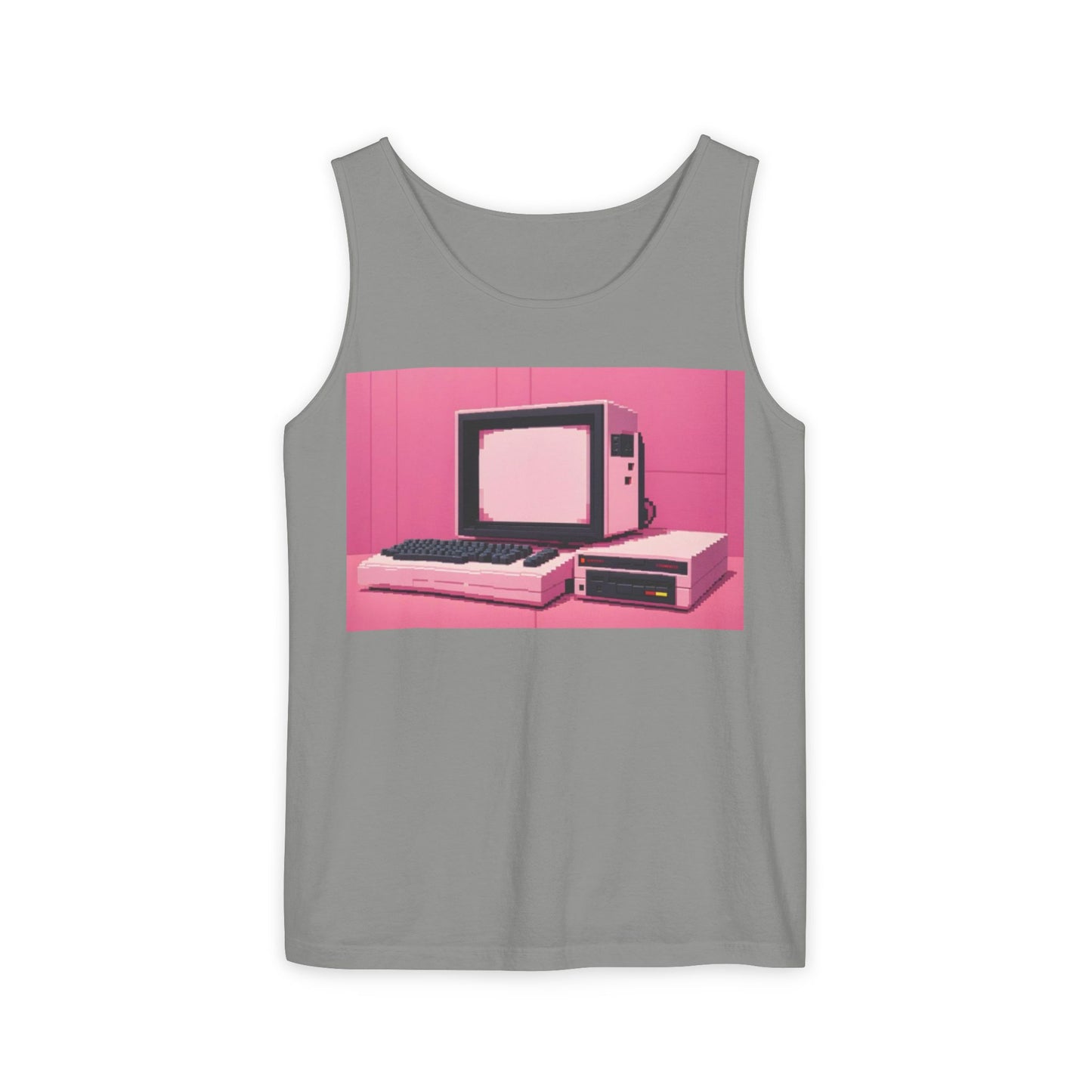 Classic 8 bit home computer inspired Tank Top | Pixel Art Color | Unisex Retro Graphic Tee for Tech Lovers, Summer Fashion, Gift for Nerds, Festival Wear, 80s Style