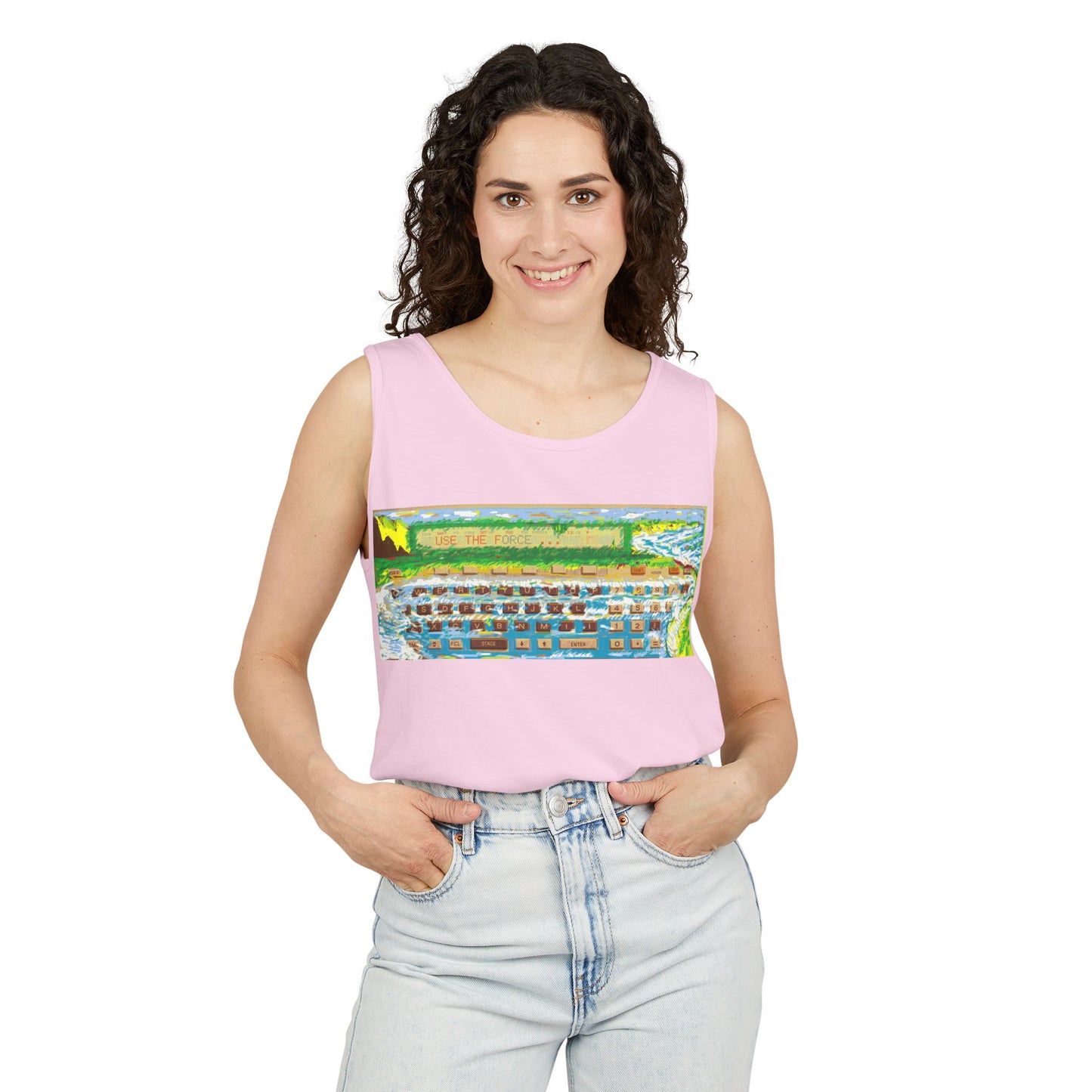Pocket Computer Inspired Tank Top | Unisex Retro Graphic Tee for Tech Lovers, Summer Fashion, Gift for Nerds, Festival Wear, 80s Style