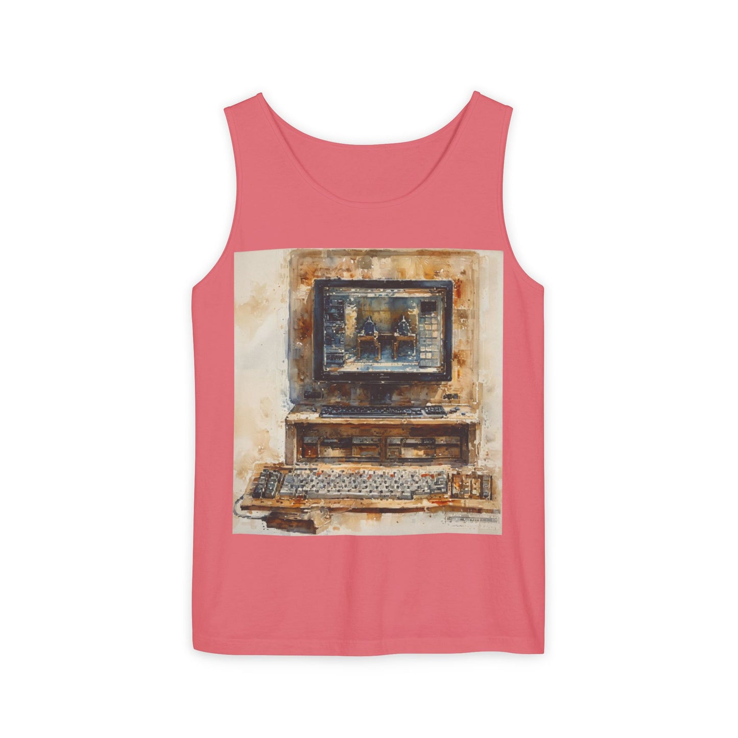 Classic business machine inspired Tank Top | Paint Art | Unisex Retro Graphic Tee for Tech Lovers, Summer Fashion, Gift for Nerds, Festival Wear, 80s Style