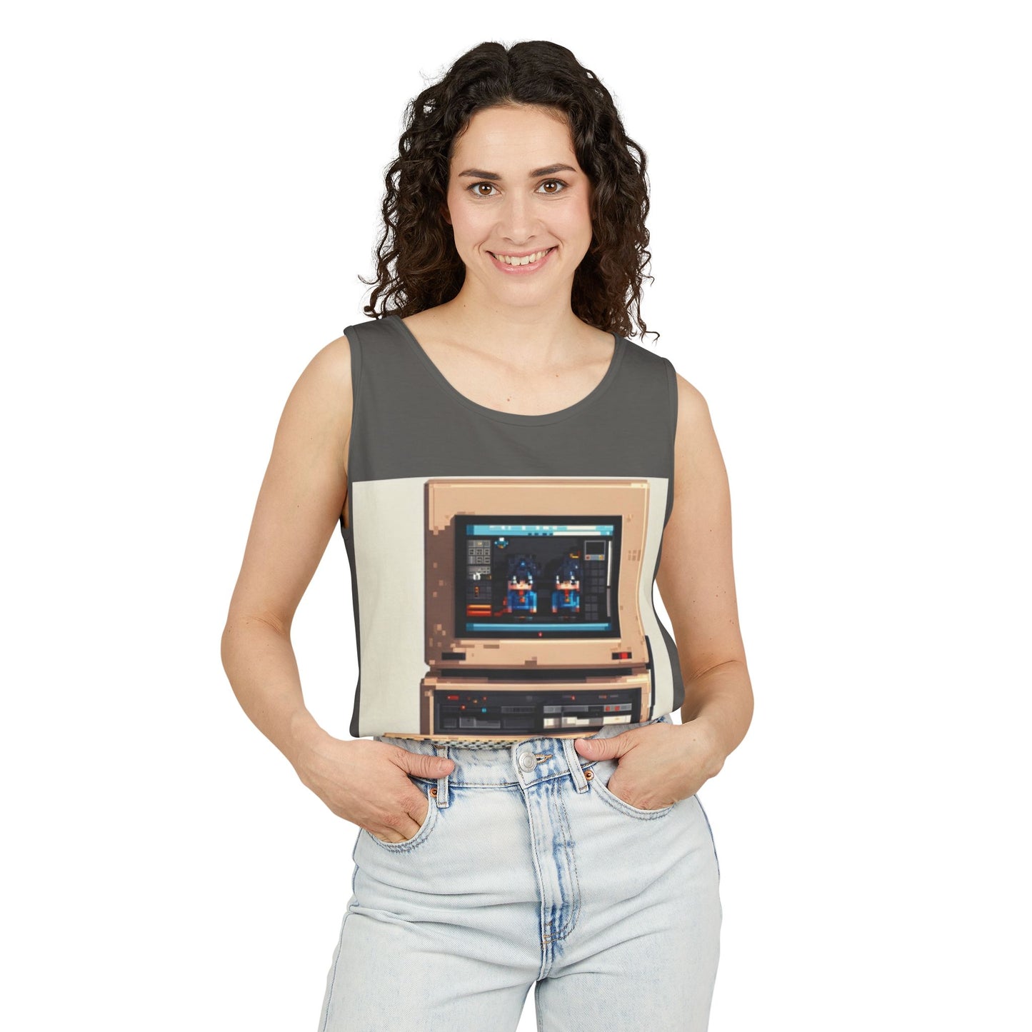 Classic business machine inspired Tank Top | Pixel-Color Art | Unisex Retro Graphic Tee for Tech Lovers, Summer Fashion, Gift for Nerds, Festival Wear, 80s Style