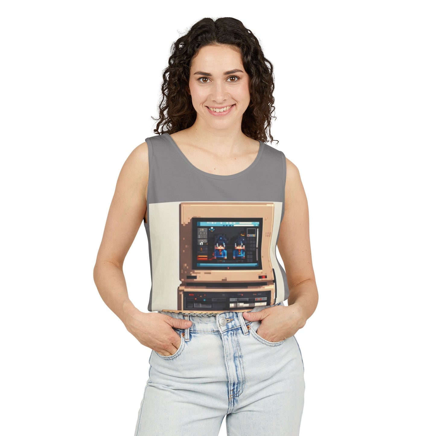 Classic business machine inspired Tank Top | Pixel-Color Art | Unisex Retro Graphic Tee for Tech Lovers, Summer Fashion, Gift for Nerds, Festival Wear, 80s Style
