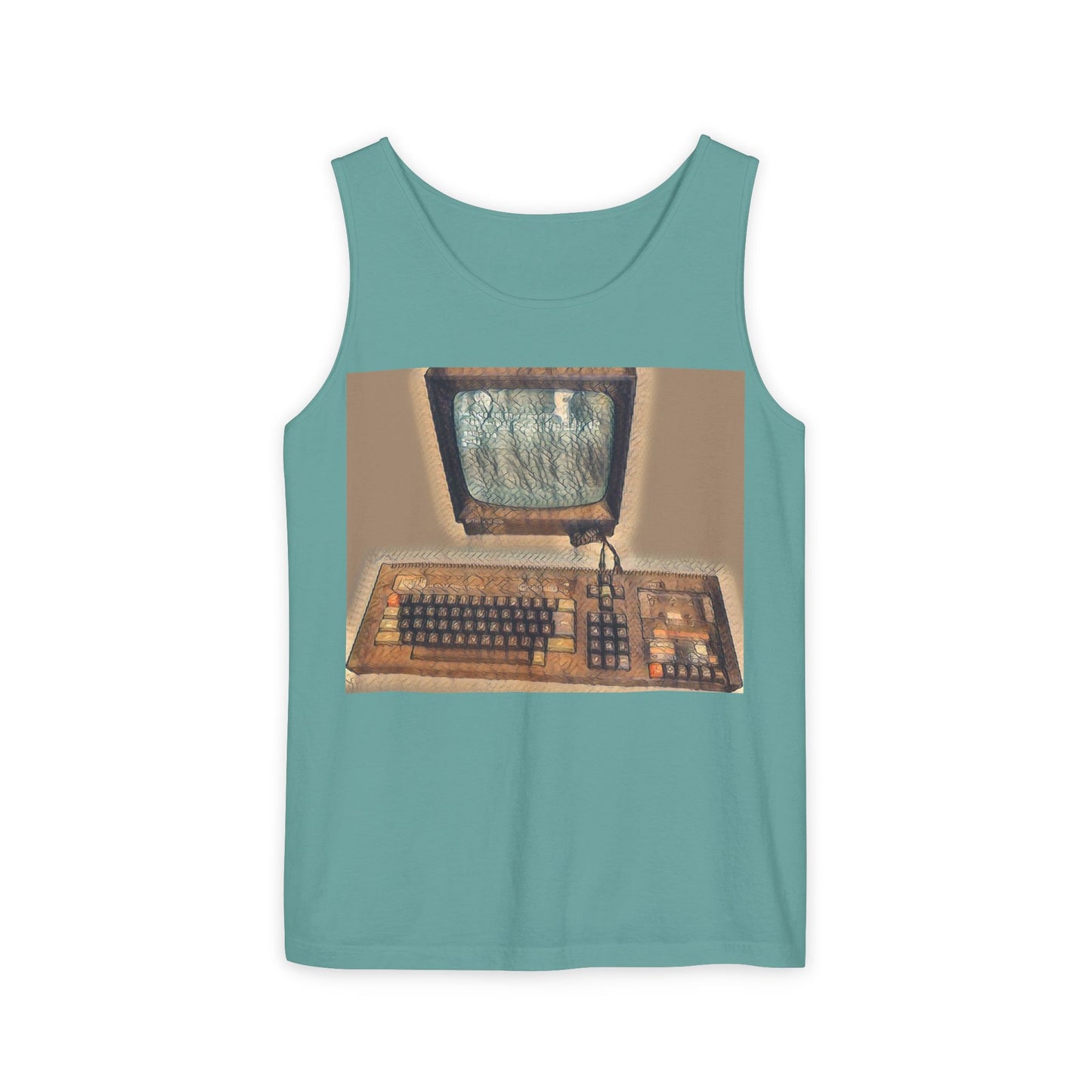 Classic 8 bit home computer inspired Tank Top | Faded Art Color | Unisex Retro Graphic Tee for Tech Lovers, Summer Fashion, Gift for Nerds, Festival Wear, 80s Style