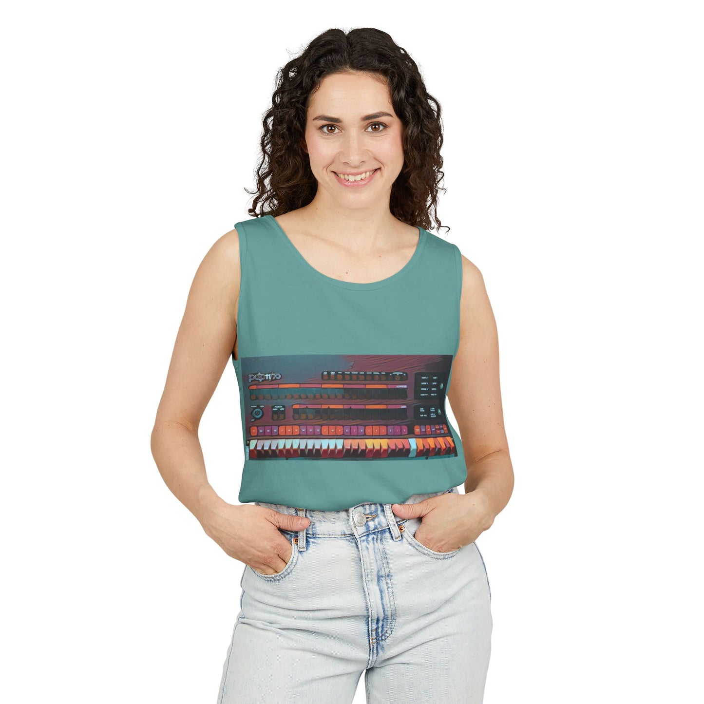 Mini Computer Inspired Tank Top | Unisex Retro Graphic Tee for Tech Lovers, Summer Fashion, Gift for Nerds, Festival Wear, 80s Style