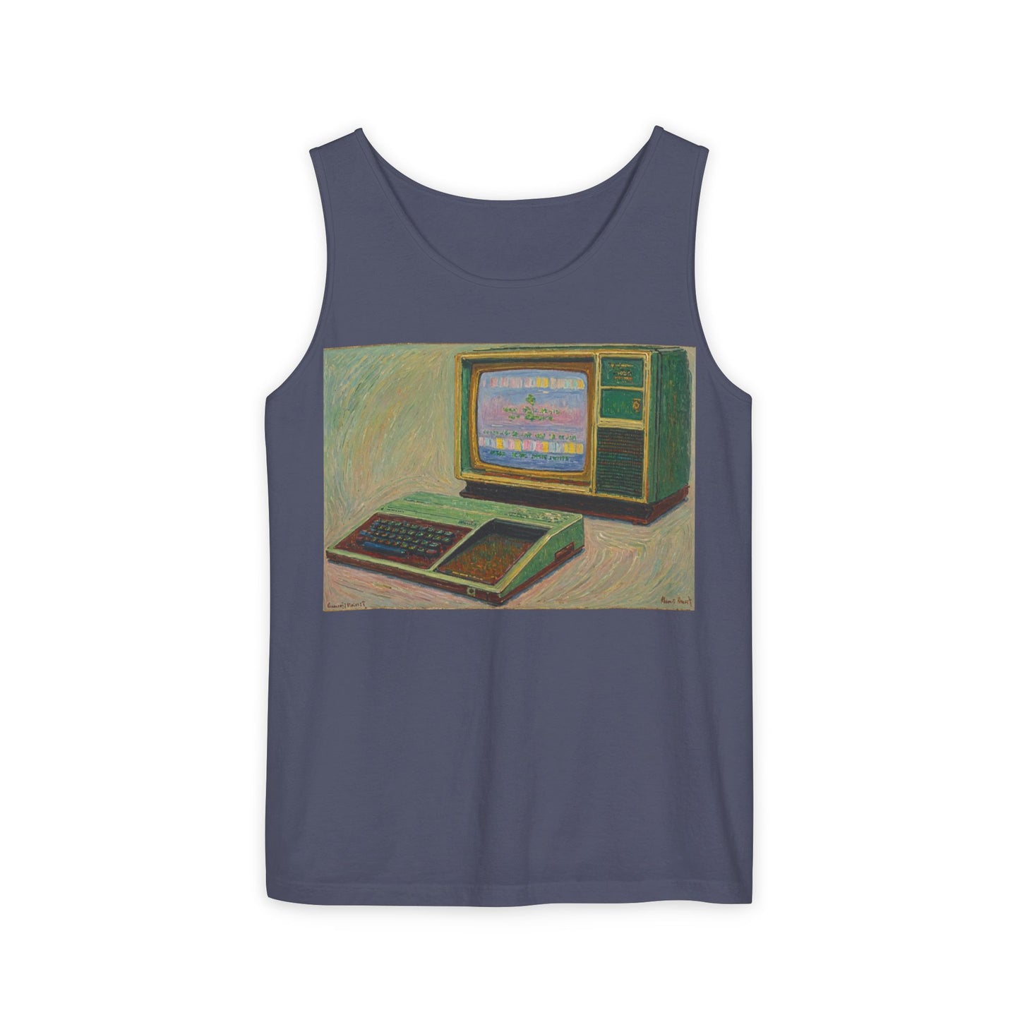 TI-99/4A Home Computer Inspired Tank Top | Oil Art 2 | Unisex Retro Graphic Tee for Tech Lovers, Summer Fashion, Gift for Nerds, Festival Wear, 80s Style