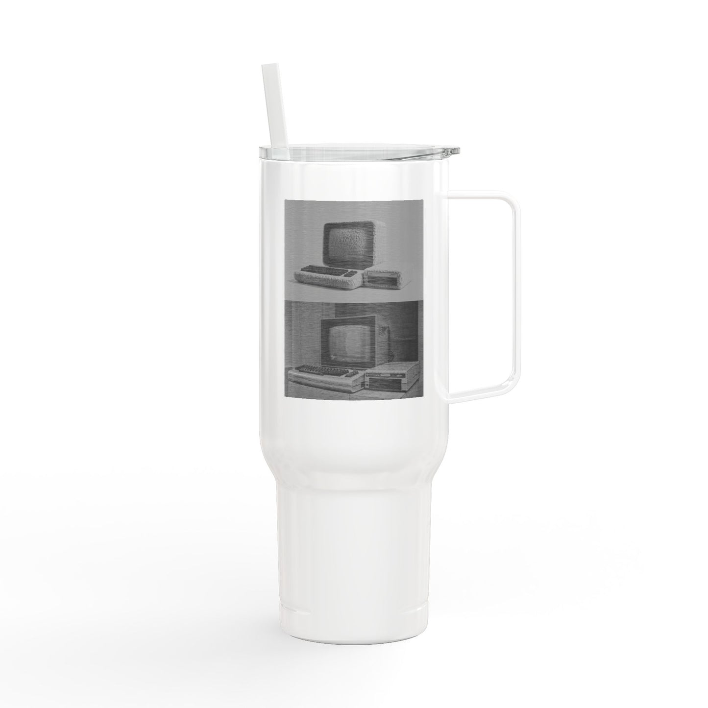 Classic 8 Bit Home Computer Tumbler, Retro Drinkware for Home and Outdoor, Perfect Gift for Birthdays and Holidays, Engraved Mug