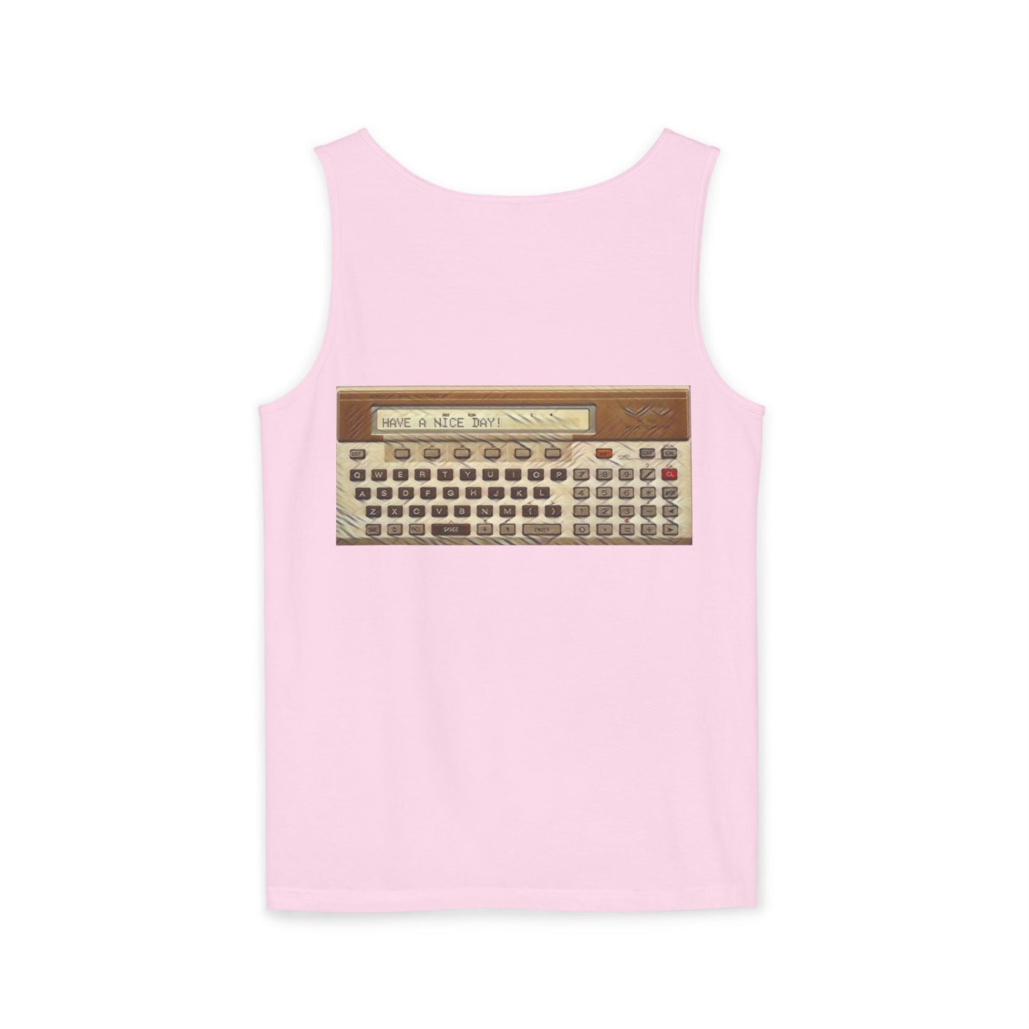 Pocket Computer Inspired Tank Top | Unisex Retro Graphic Tee for Tech Lovers, Summer Fashion, Gift for Nerds, Festival Wear, 80s Style