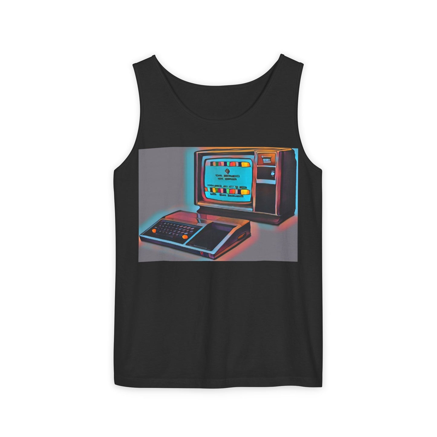 TI-99/4A Computer Inspired Tank Top | Print Art Color | Unisex Retro Graphic Tee for Tech Lovers, Summer Fashion, Gift for Nerds, Festival Wear, 80s Style