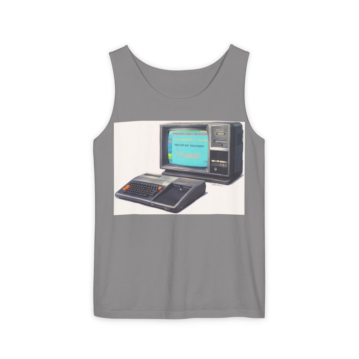 TI-99/4A Home Computer Inspired Tank Top | Mosaic Art Color | Unisex Retro Graphic Tee for Tech Lovers, Summer Fashion, Gift for Nerds, Festival Wear, 80s Style