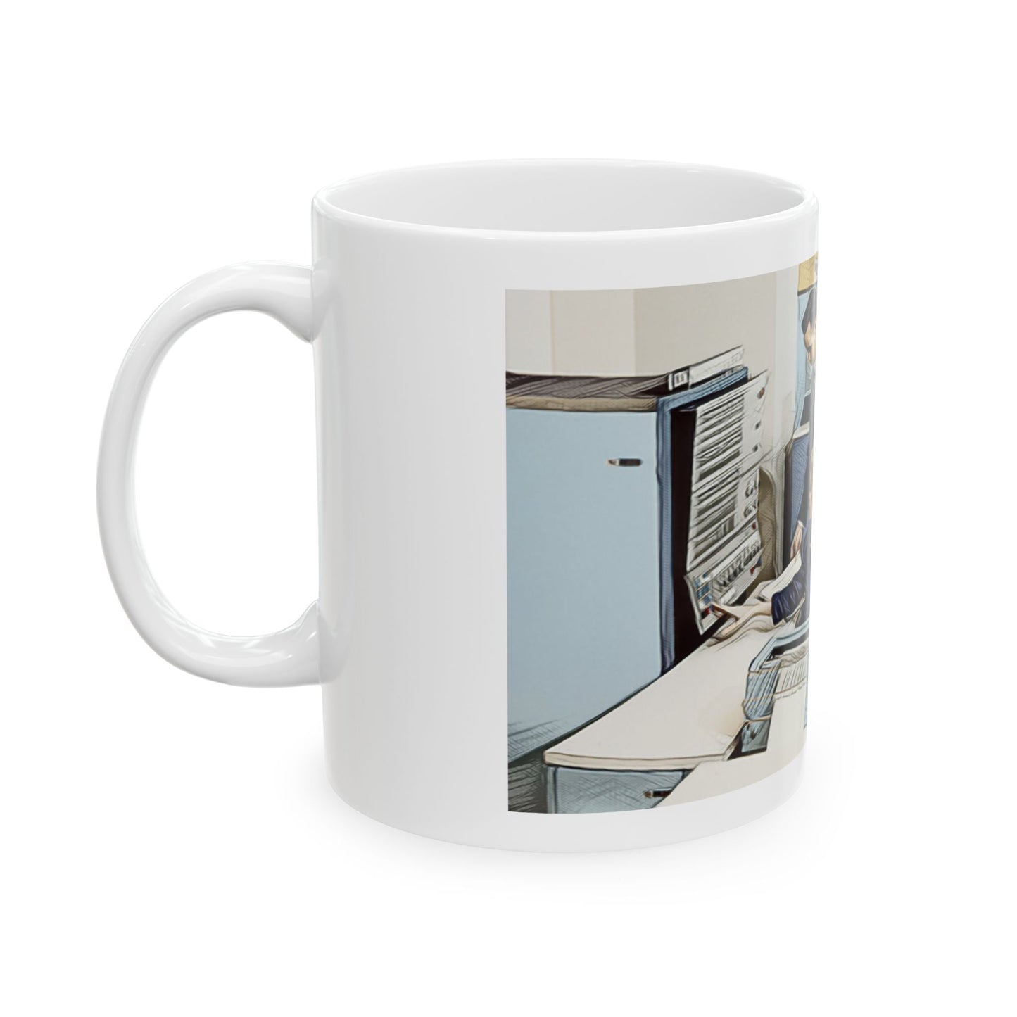 Classic Mainframe Ceramic Mug in Print Art Color Design | Perfect for Tech Lovers