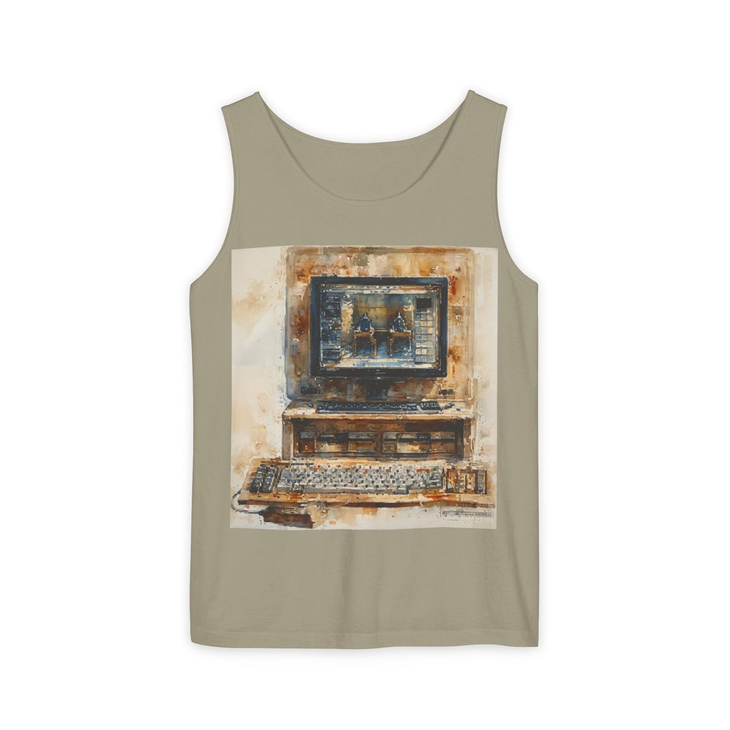 Classic business machine inspired Tank Top | Paint Art | Unisex Retro Graphic Tee for Tech Lovers, Summer Fashion, Gift for Nerds, Festival Wear, 80s Style