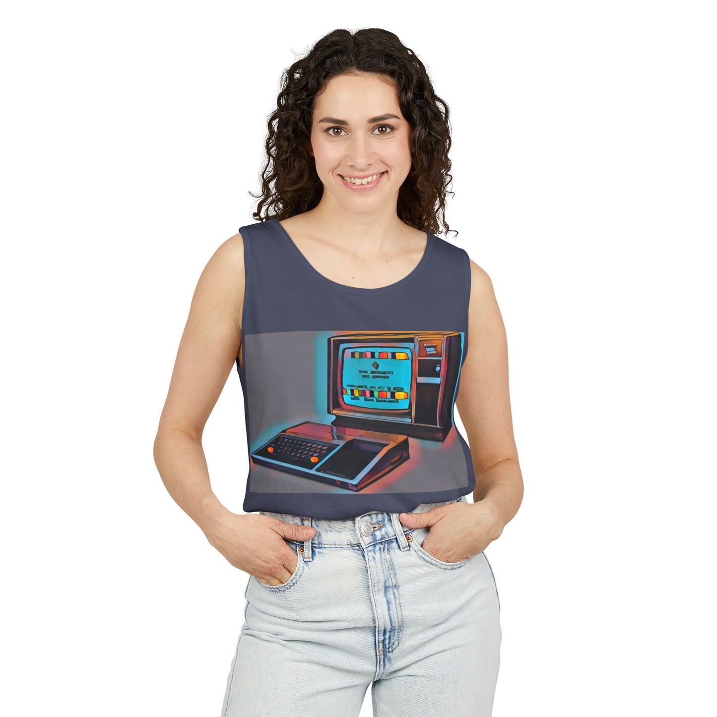TI-99/4A Computer Inspired Tank Top | Print Art Color | Unisex Retro Graphic Tee for Tech Lovers, Summer Fashion, Gift for Nerds, Festival Wear, 80s Style
