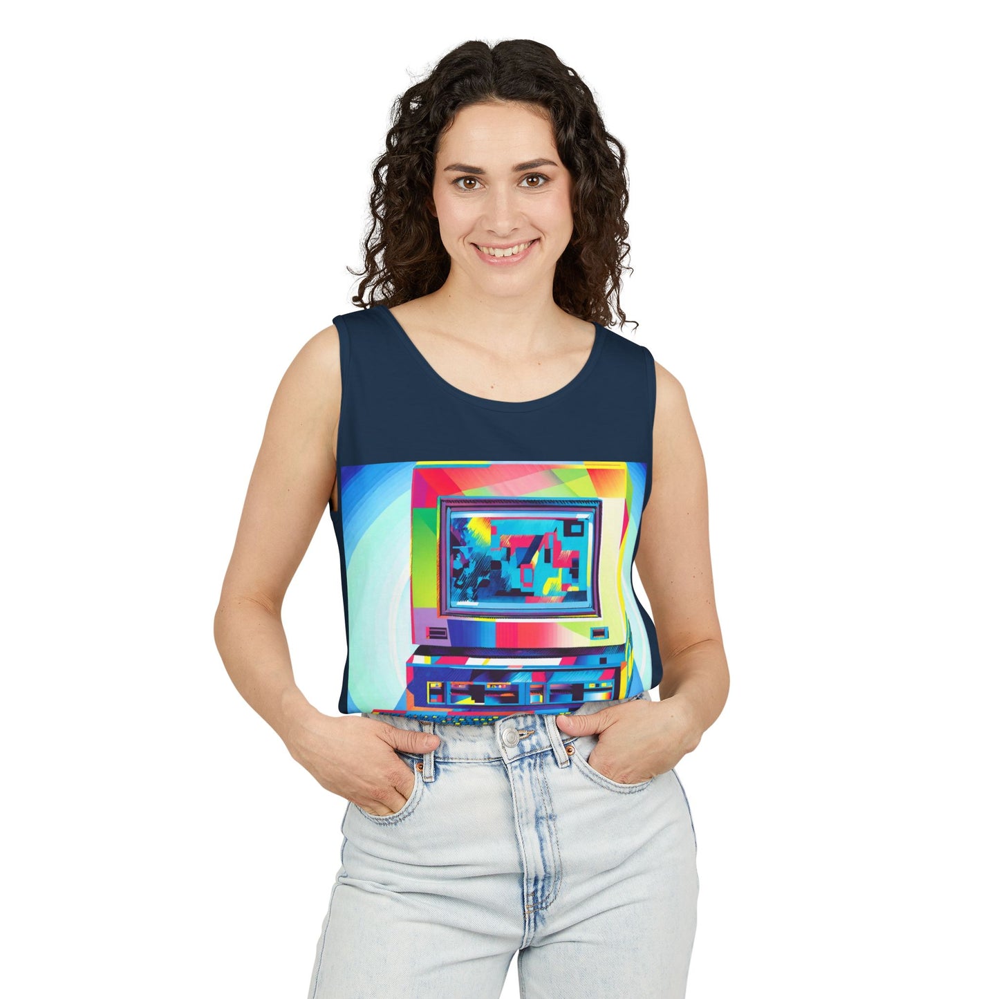 Classic business machine inspired Tank Top | Multi-Color Art | Unisex Retro Graphic Tee for Tech Lovers, Summer Fashion, Gift for Nerds, Festival Wear, 80s Style