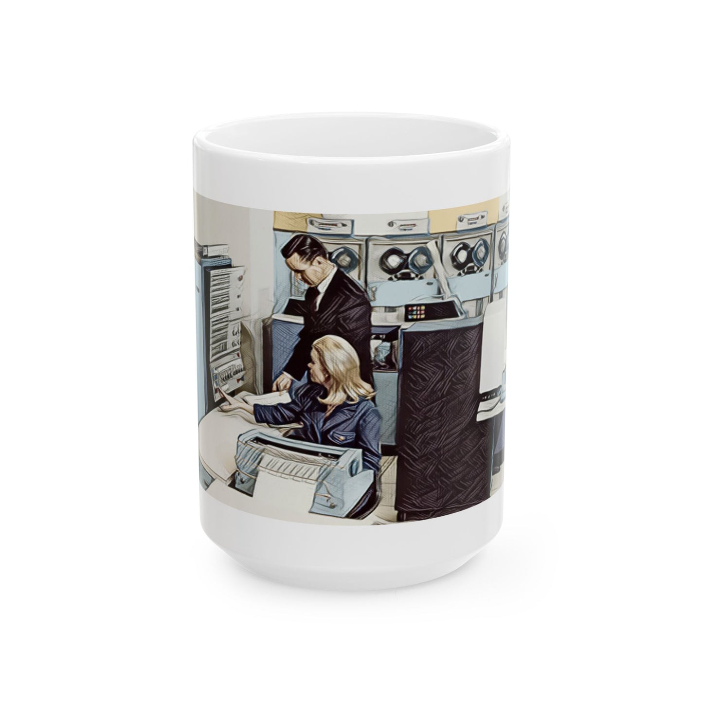 Classic Mainframe Ceramic Mug in Print Art Color Design | Perfect for Tech Lovers