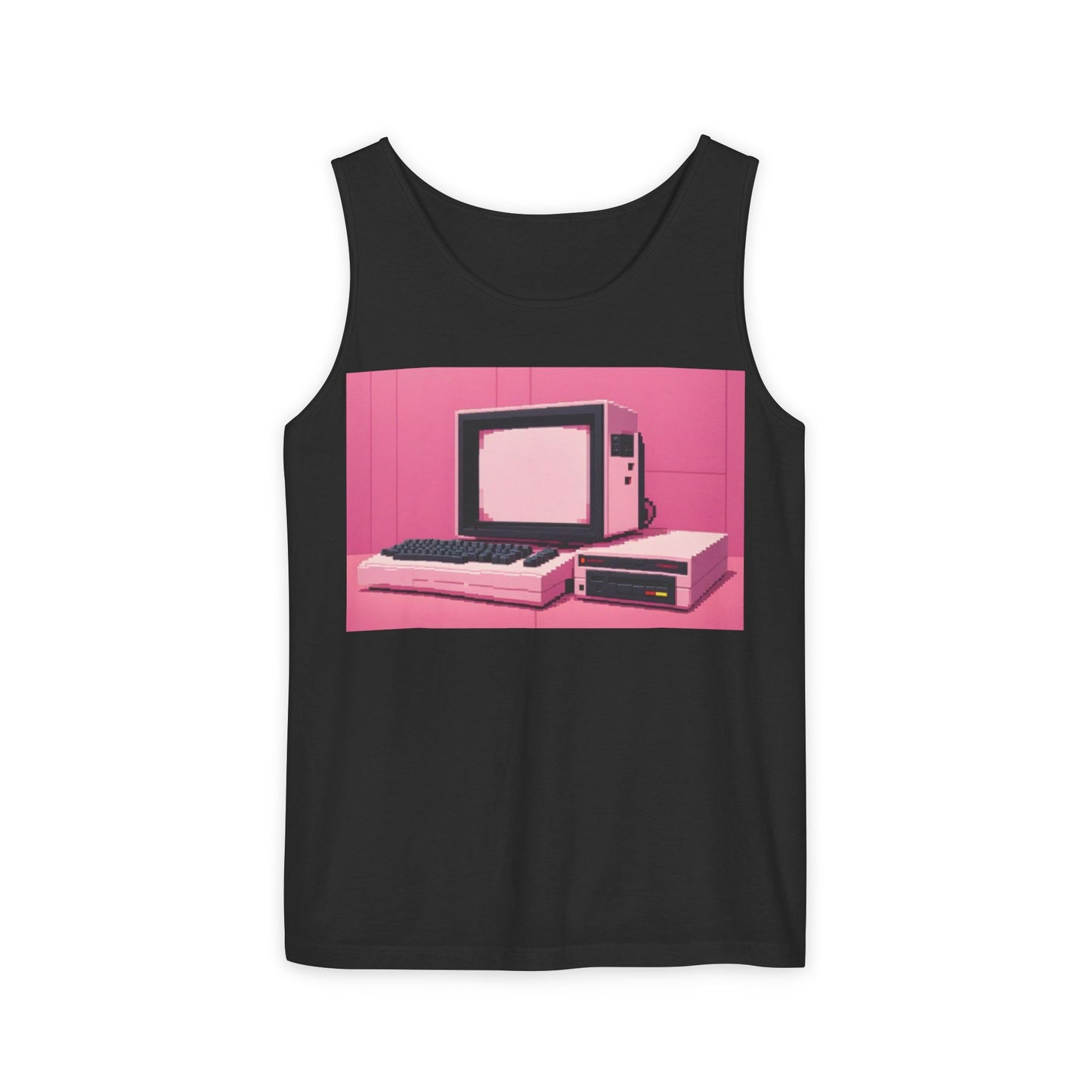 Classic 8 bit home computer inspired Tank Top | Pixel Art Color | Unisex Retro Graphic Tee for Tech Lovers, Summer Fashion, Gift for Nerds, Festival Wear, 80s Style