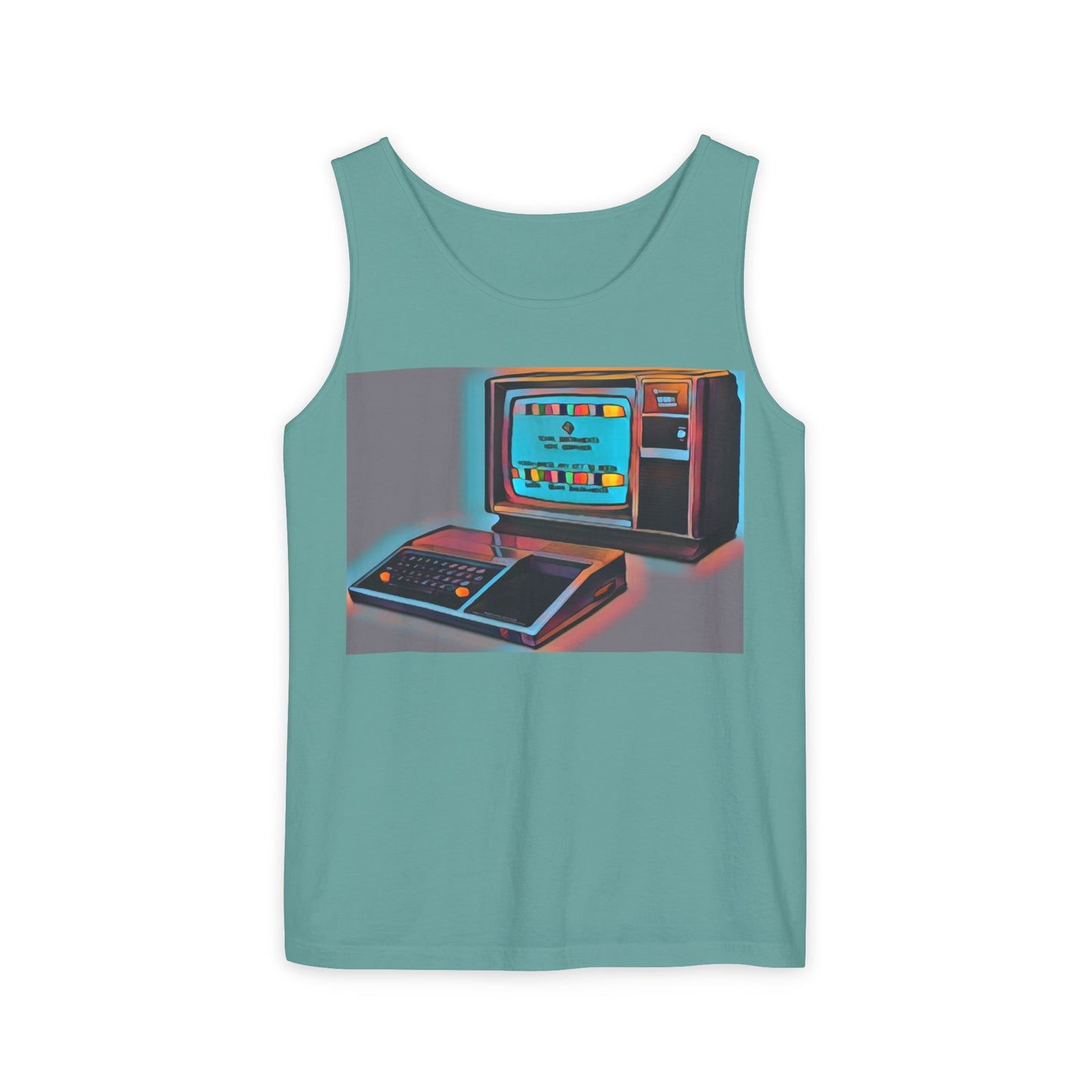 TI-99/4A Computer Inspired Tank Top | Print Art Color | Unisex Retro Graphic Tee for Tech Lovers, Summer Fashion, Gift for Nerds, Festival Wear, 80s Style
