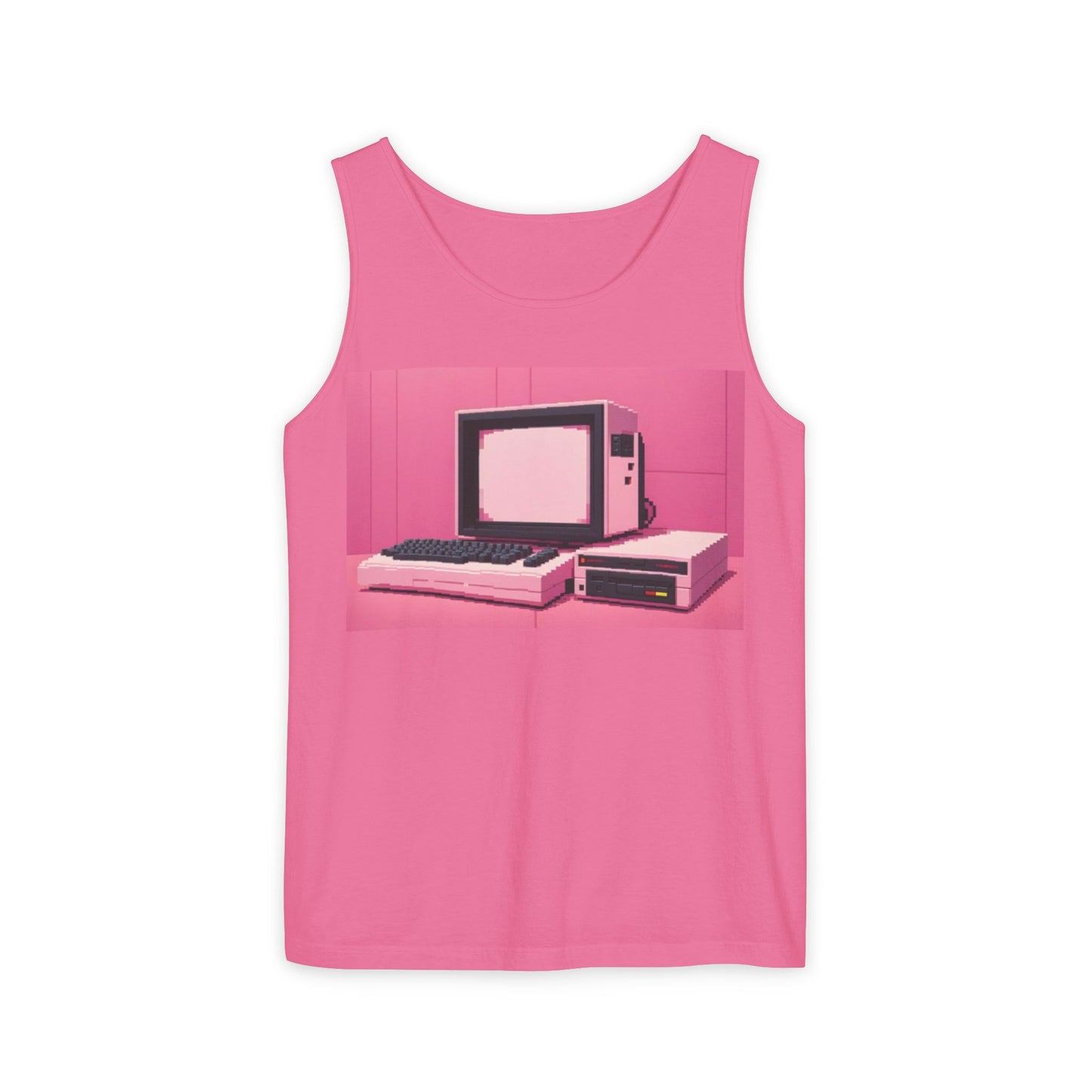 Classic 8 bit home computer inspired Tank Top | Pixel Art Color | Unisex Retro Graphic Tee for Tech Lovers, Summer Fashion, Gift for Nerds, Festival Wear, 80s Style