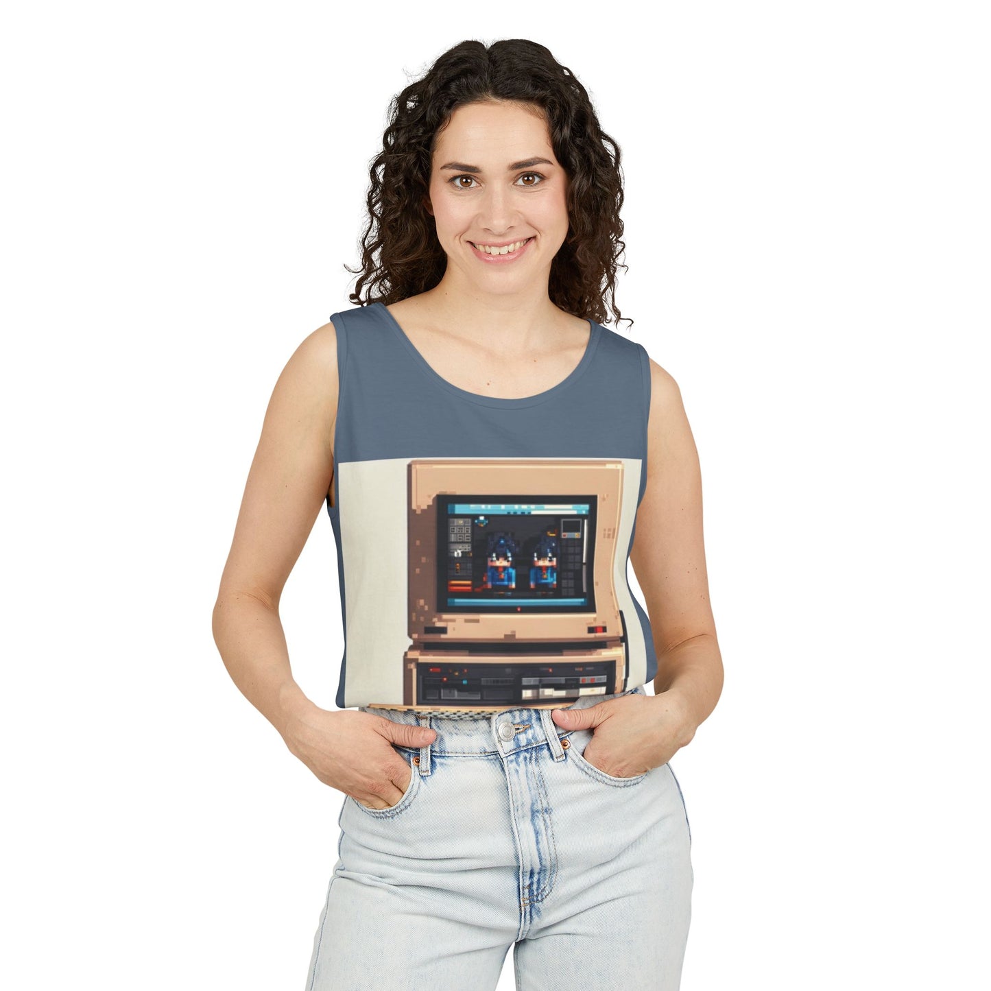 Classic business machine inspired Tank Top | Pixel-Color Art | Unisex Retro Graphic Tee for Tech Lovers, Summer Fashion, Gift for Nerds, Festival Wear, 80s Style