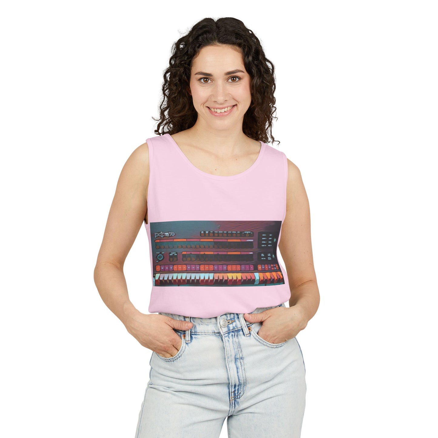 Mini Computer Inspired Tank Top | Unisex Retro Graphic Tee for Tech Lovers, Summer Fashion, Gift for Nerds, Festival Wear, 80s Style