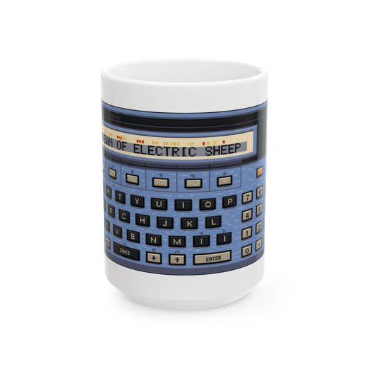 Vintage Computer Ceramic Mug | Classic Pocket Computer Pixel Art Color Design | "I DREAM OF ELECTRIC SHEEP" | Perfect for Tech Lovers