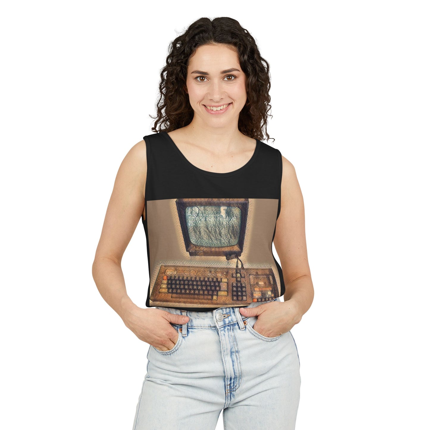 Classic 8 bit home computer inspired Tank Top | Faded Art Color | Unisex Retro Graphic Tee for Tech Lovers, Summer Fashion, Gift for Nerds, Festival Wear, 80s Style