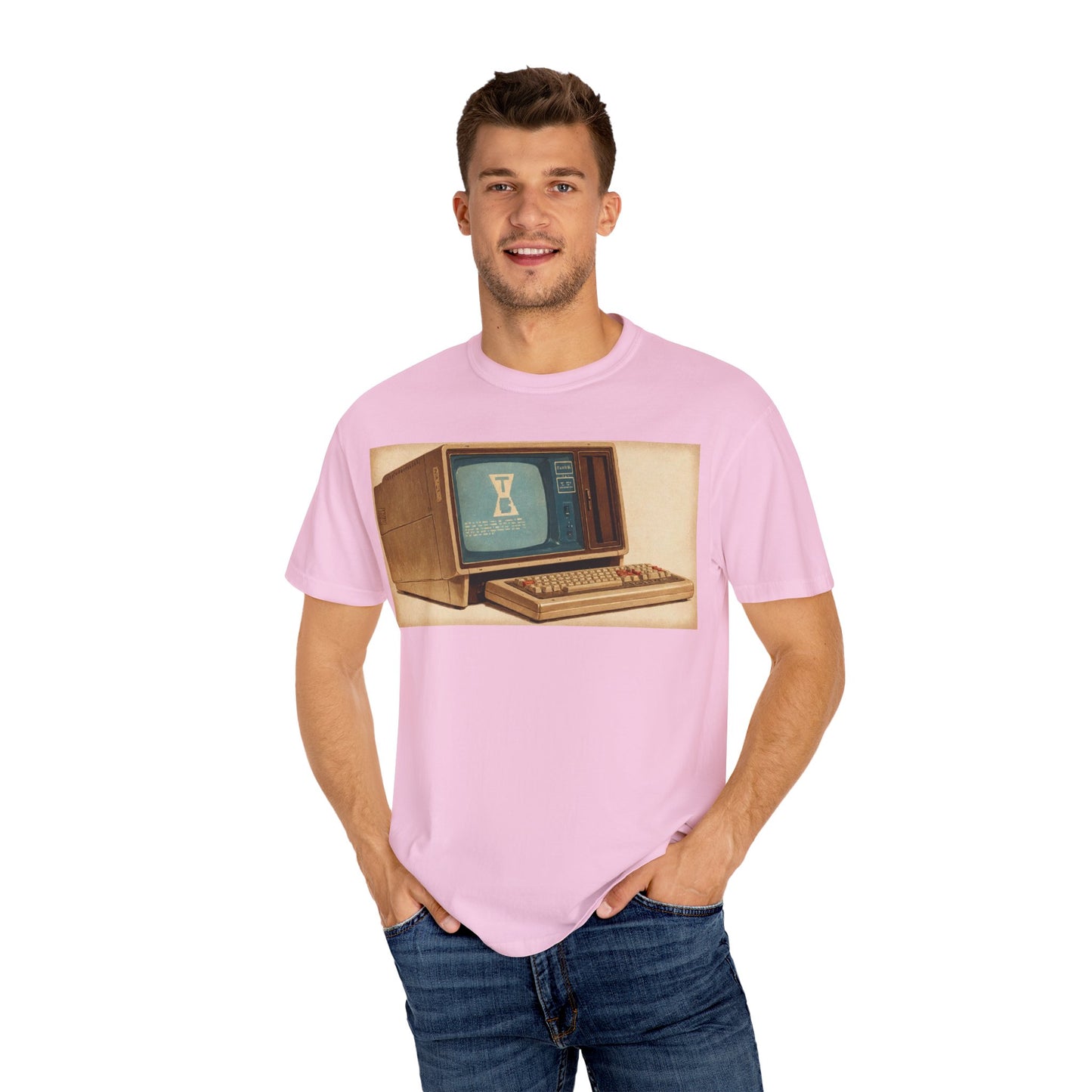 Classic Business Machine With Floppy Disk Bay T-Shirt - Mixed Art Sepia
