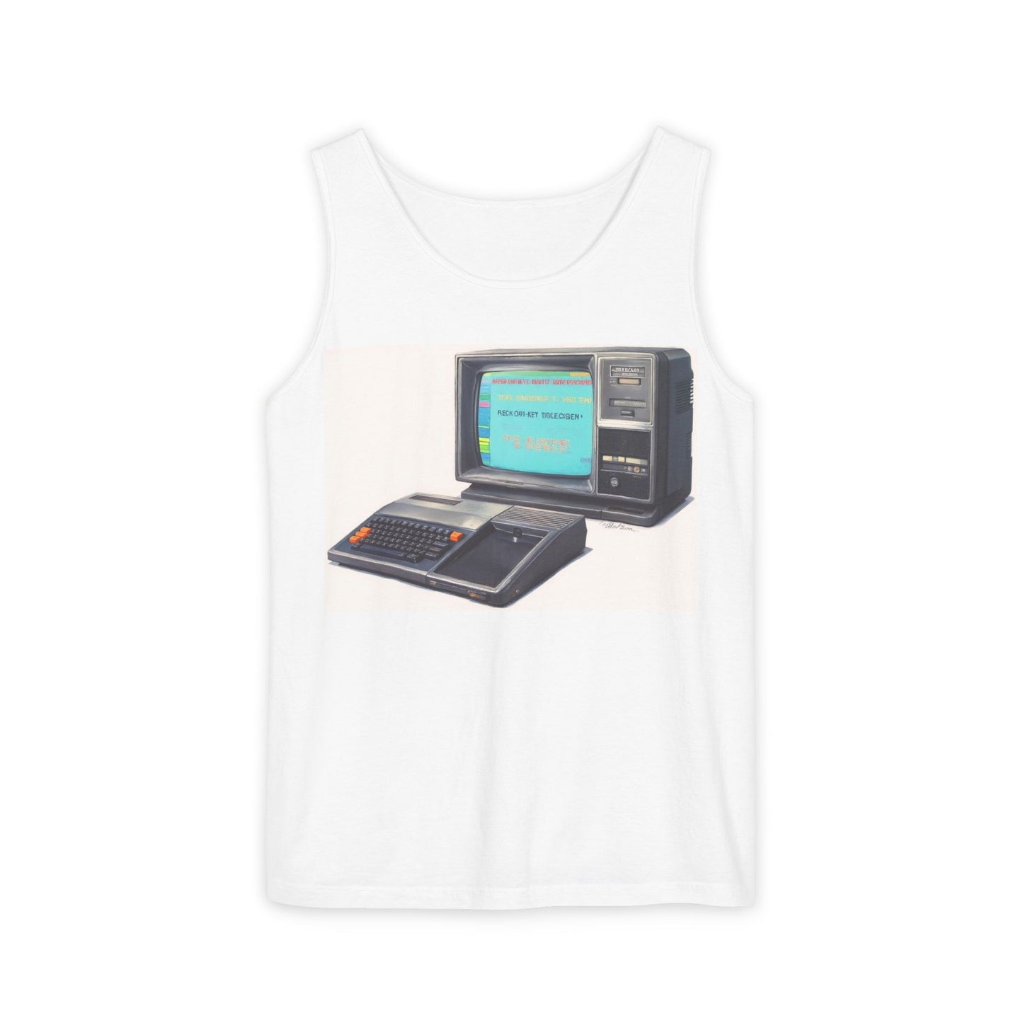 TI-99/4A Home Computer Inspired Tank Top | Mosaic Art Color | Unisex Retro Graphic Tee for Tech Lovers, Summer Fashion, Gift for Nerds, Festival Wear, 80s Style
