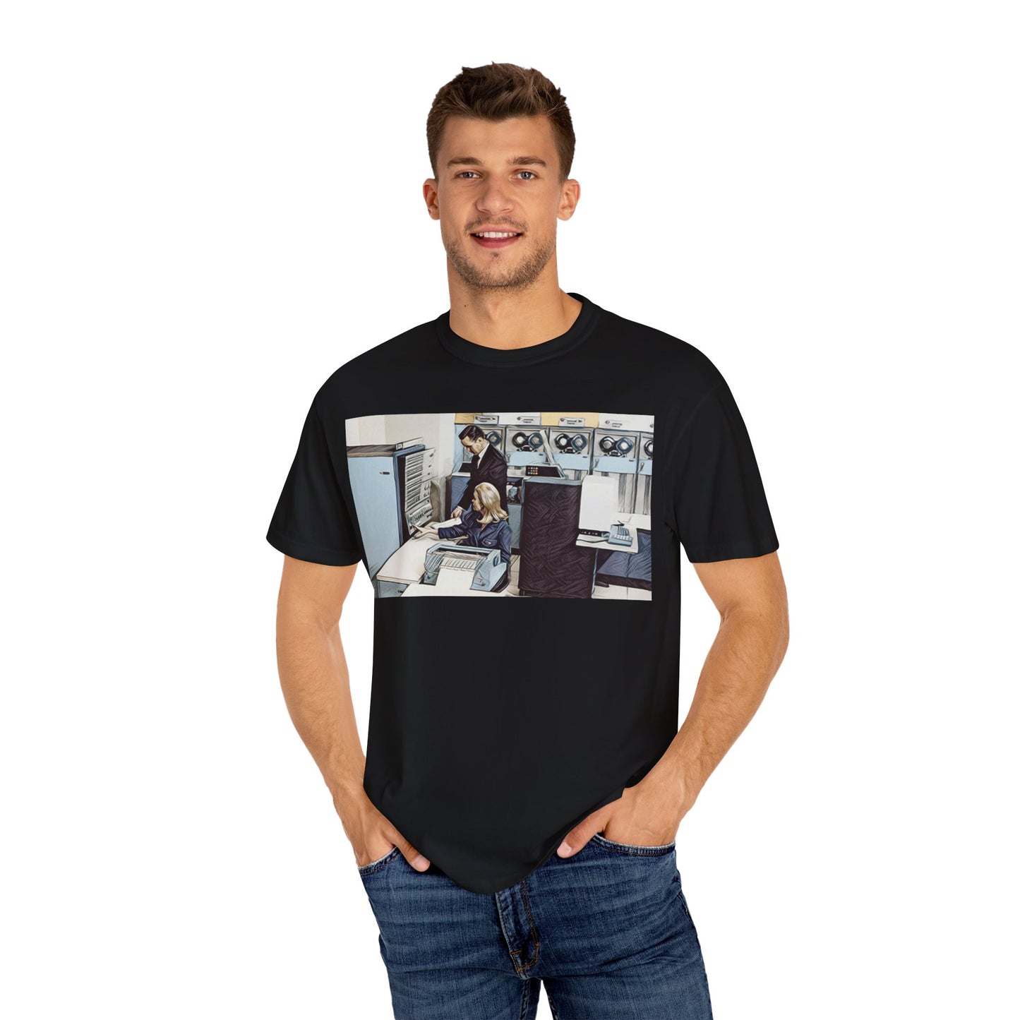 Classic Mainframe T-Shirt with control panel on back - Print Art Color