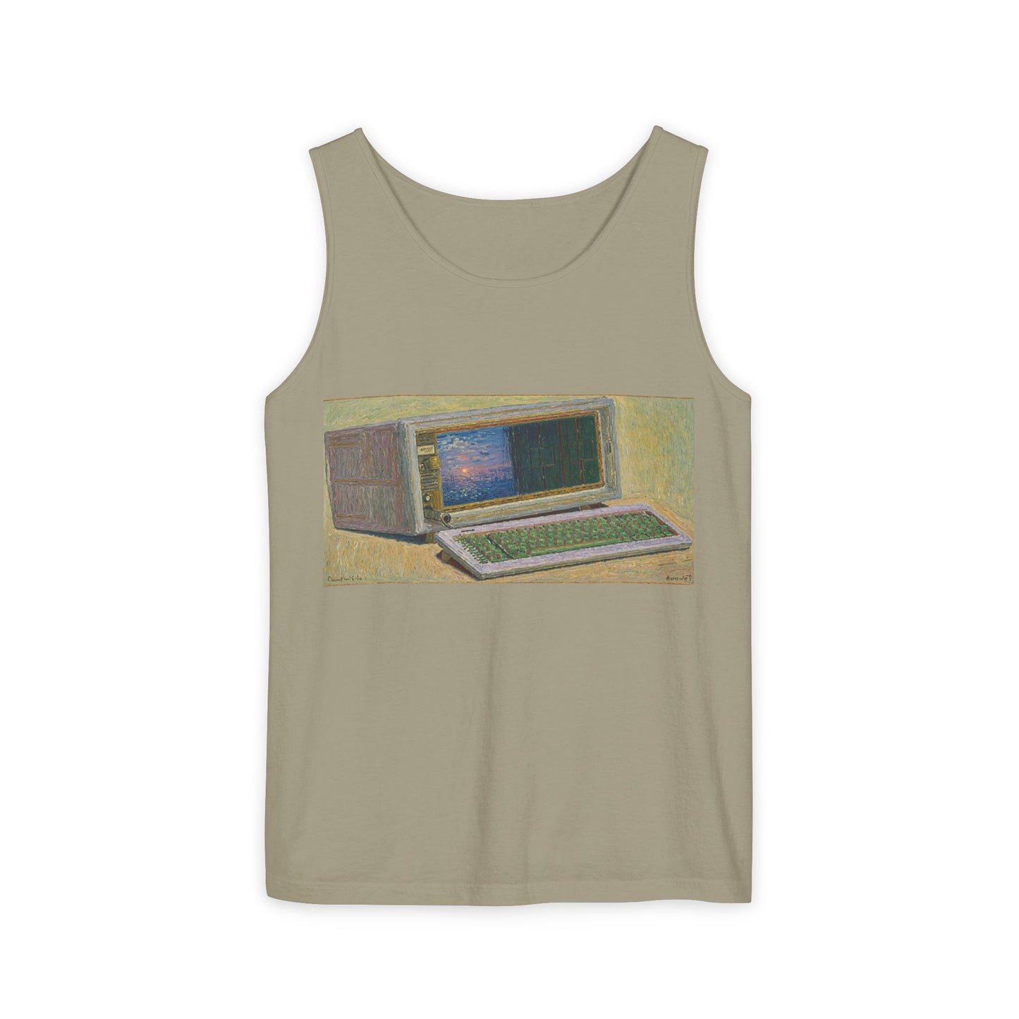 Classic Luggable PC Inspired Tank Top | Unisex Retro Graphic Tee for Tech Lovers, Summer Fashion, Gift for Nerds, Festival Wear, 80s Style