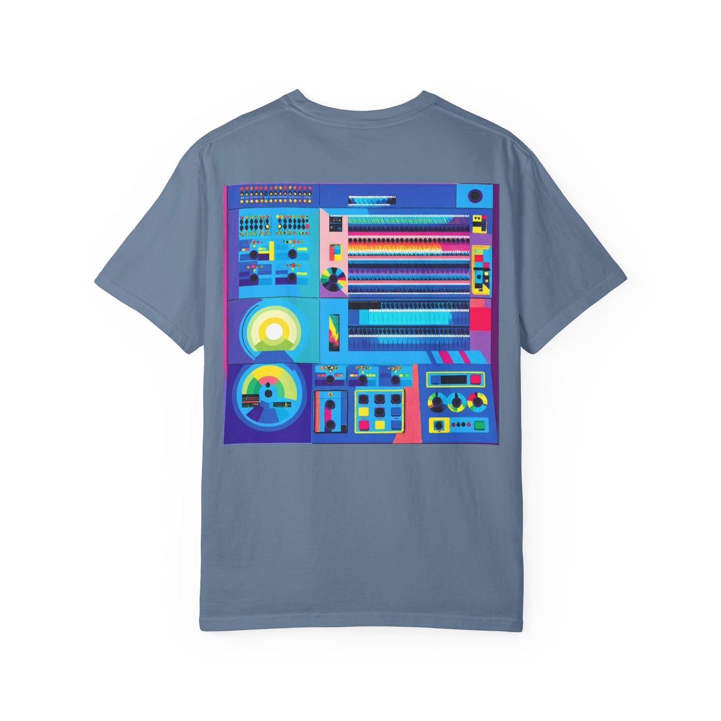 Classic Mainframe Computer T-Shirt with control panel on back - Modern Art Color