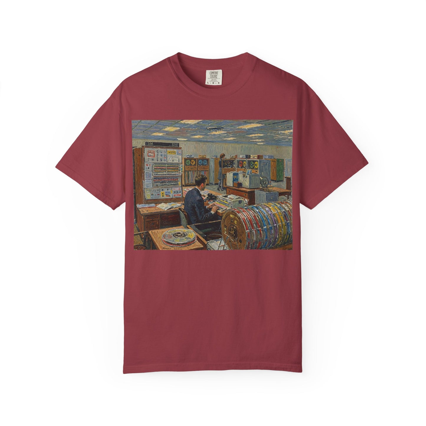 Classic Mainframe T-Shirt with tape storage units on back - Print Art Color