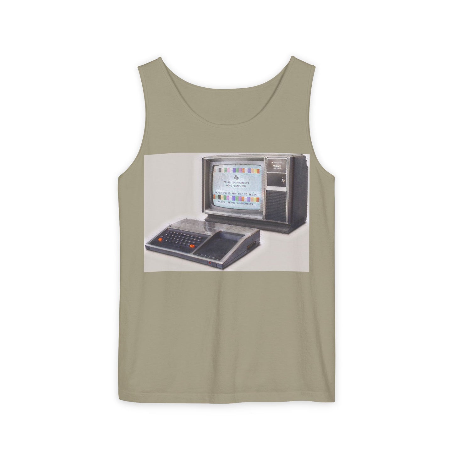 TI-99/4A Home Computer Inspired Tank Top | Matt Art Color | Unisex Retro Graphic Tee for Tech Lovers, Summer Fashion, Gift for Nerds, Festival Wear, 80s Style