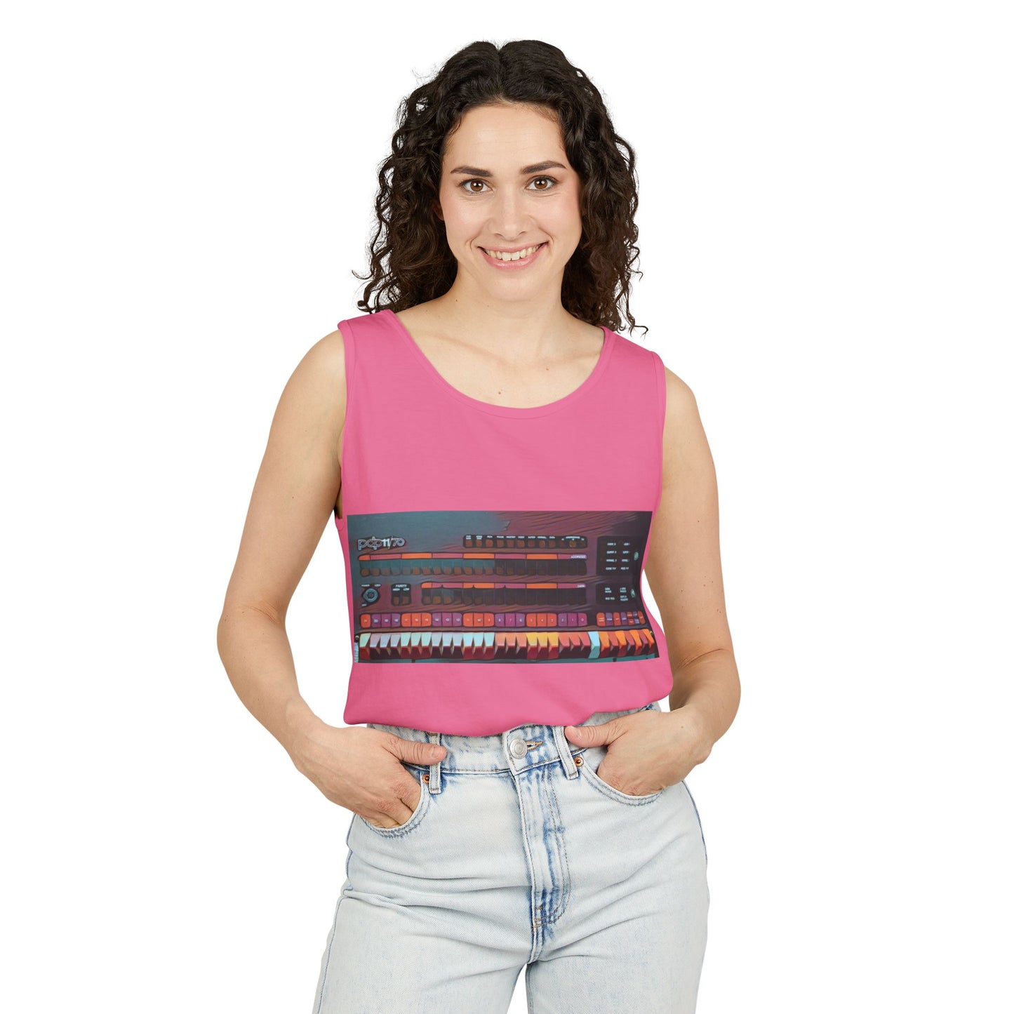 Mini Computer Inspired Tank Top | Unisex Retro Graphic Tee for Tech Lovers, Summer Fashion, Gift for Nerds, Festival Wear, 80s Style
