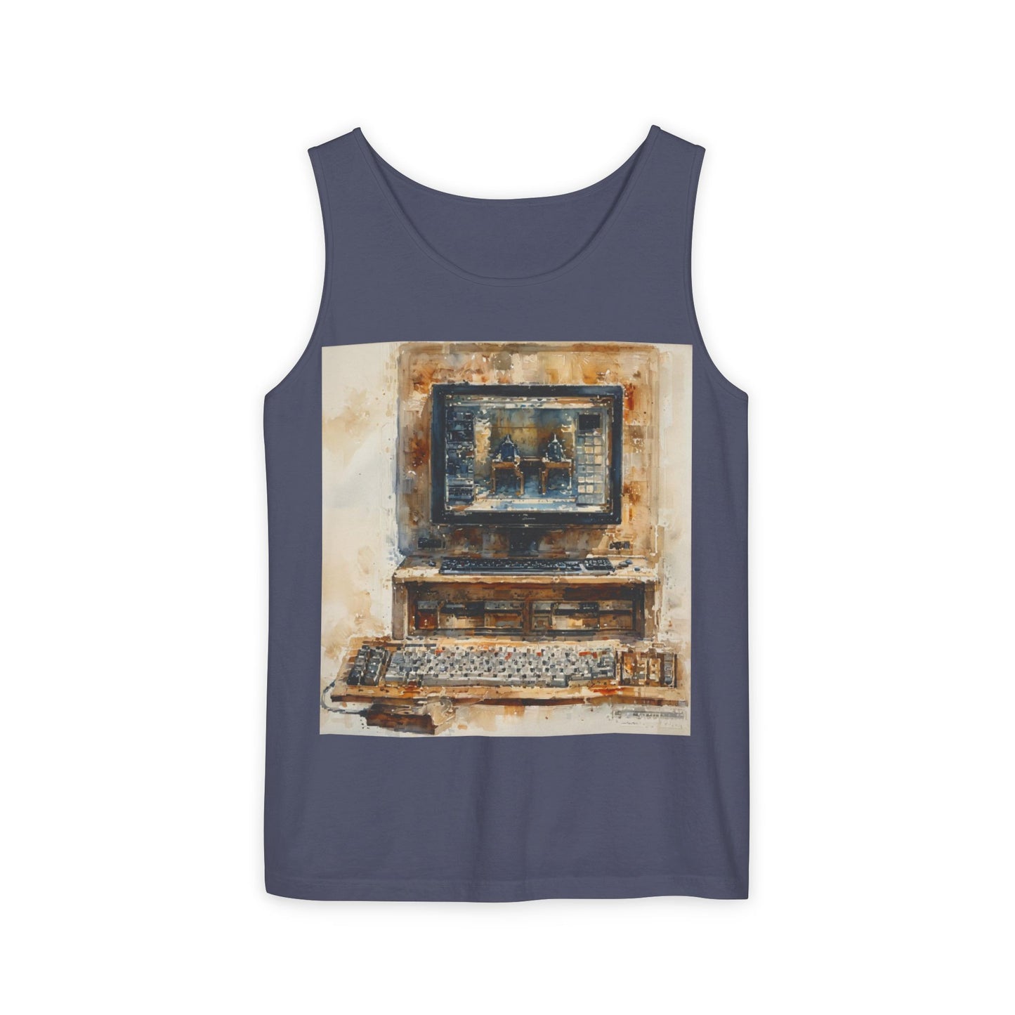 Classic business machine inspired Tank Top | Paint Art | Unisex Retro Graphic Tee for Tech Lovers, Summer Fashion, Gift for Nerds, Festival Wear, 80s Style