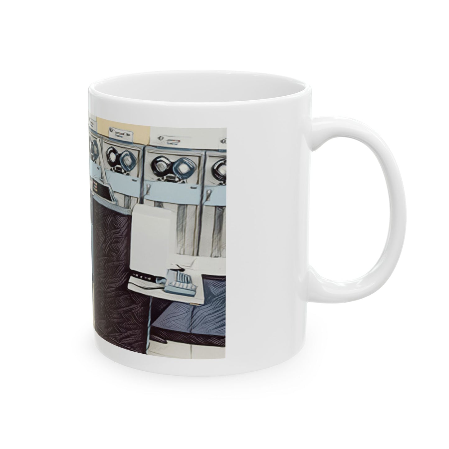 Classic Mainframe Ceramic Mug in Print Art Color Design | Perfect for Tech Lovers