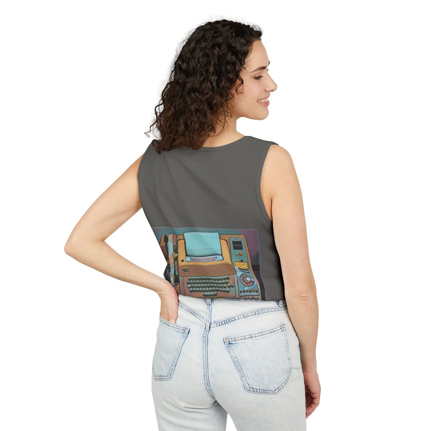 Mini Computer Inspired Tank Top | Unisex Retro Graphic Tee for Tech Lovers, Summer Fashion, Gift for Nerds, Festival Wear, 80s Style