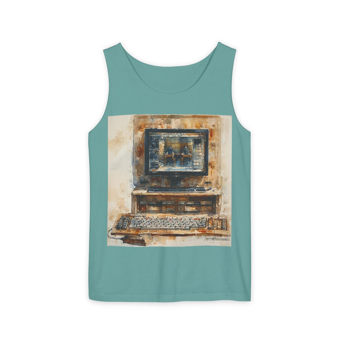 Classic business machine inspired Tank Top | Paint Art | Unisex Retro Graphic Tee for Tech Lovers, Summer Fashion, Gift for Nerds, Festival Wear, 80s Style