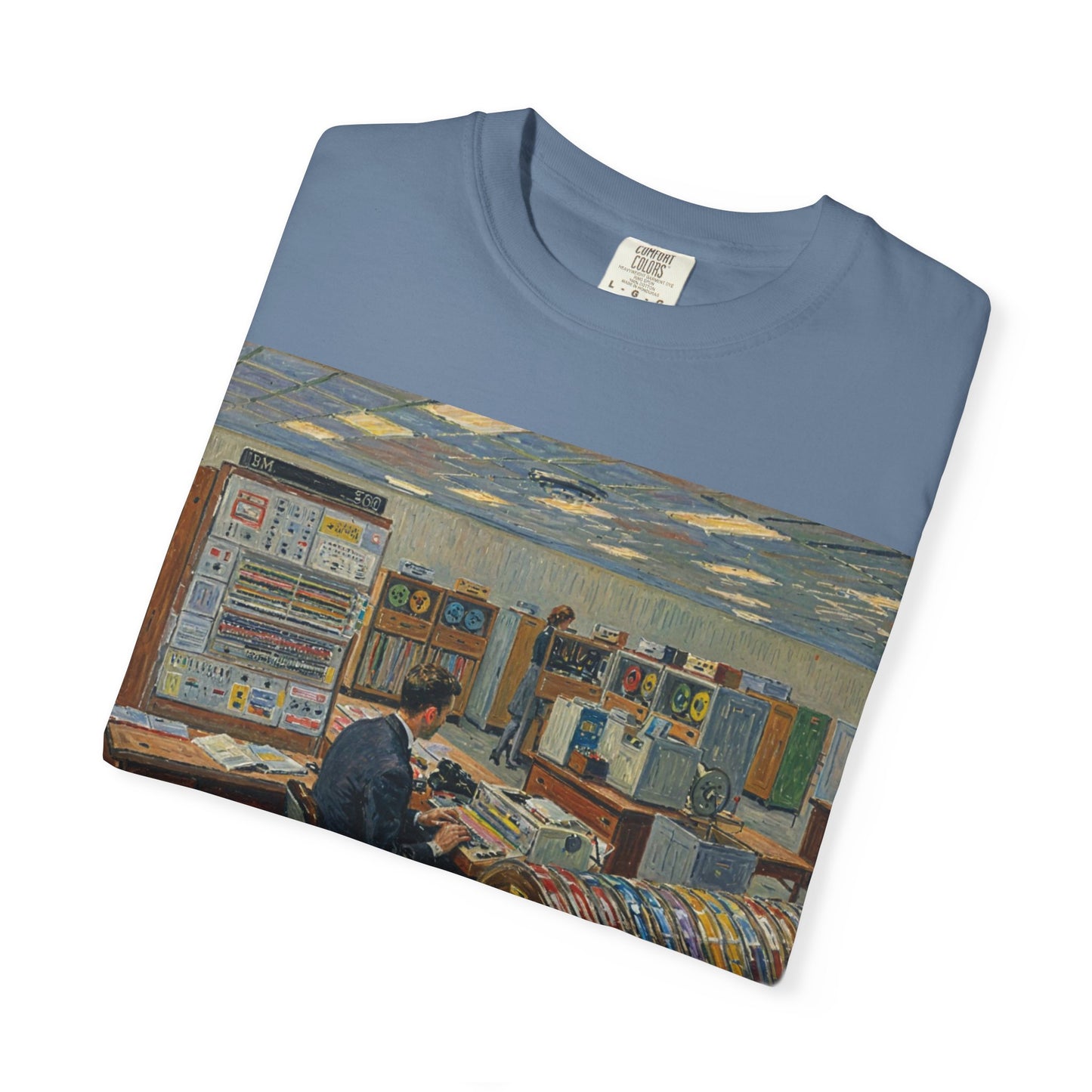 Classic Mainframe T-Shirt with tape storage units on back - Print Art Color