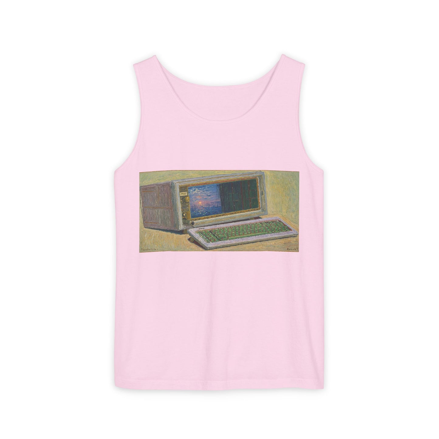 Classic Luggable PC Inspired Tank Top | Unisex Retro Graphic Tee for Tech Lovers, Summer Fashion, Gift for Nerds, Festival Wear, 80s Style