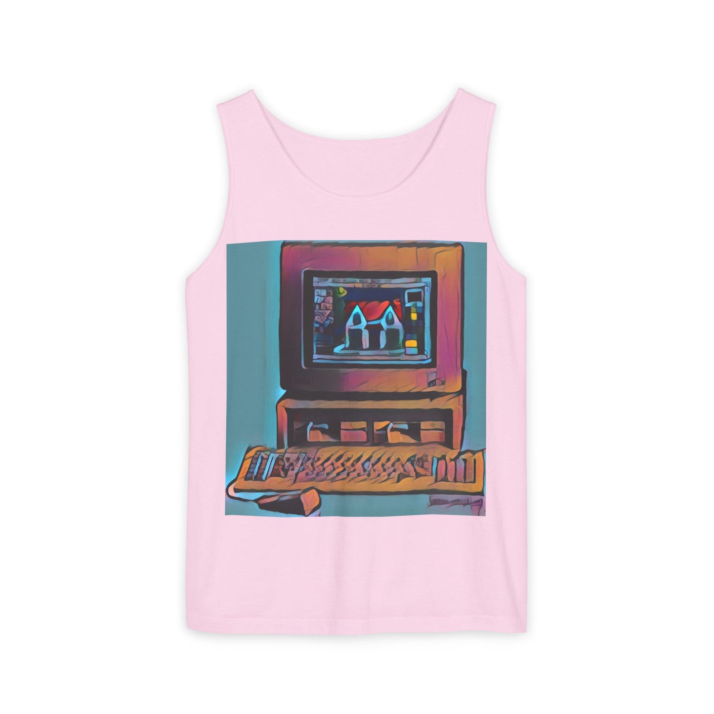 Classic business machine inspired Tank Top | Print Art Color | Unisex Retro Graphic Tee for Tech Lovers, Summer Fashion, Gift for Nerds, Festival Wear, 80s Style